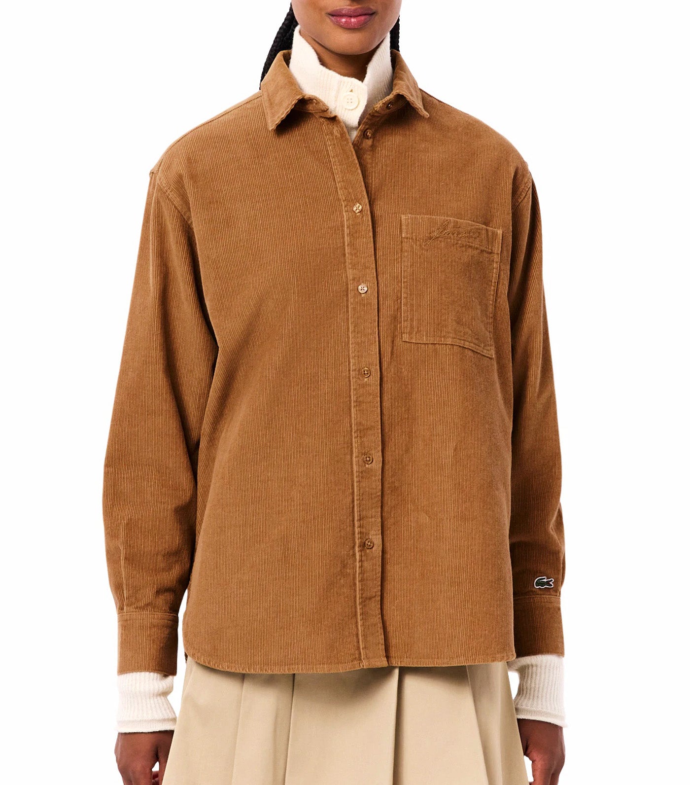Lacoste Oversized Corduroy Overshirt Date Brown