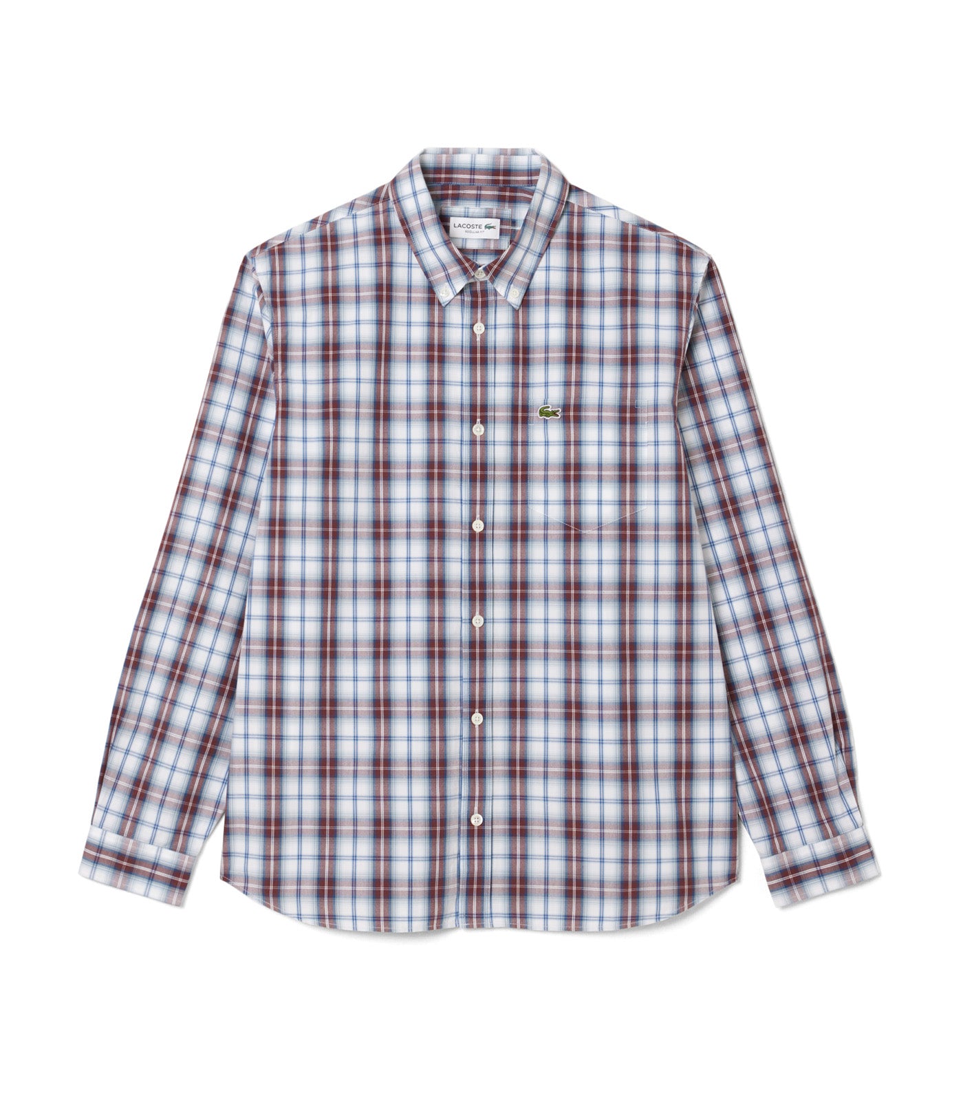Regular Fit Poplin Plaid Shirt White/Bordeaux