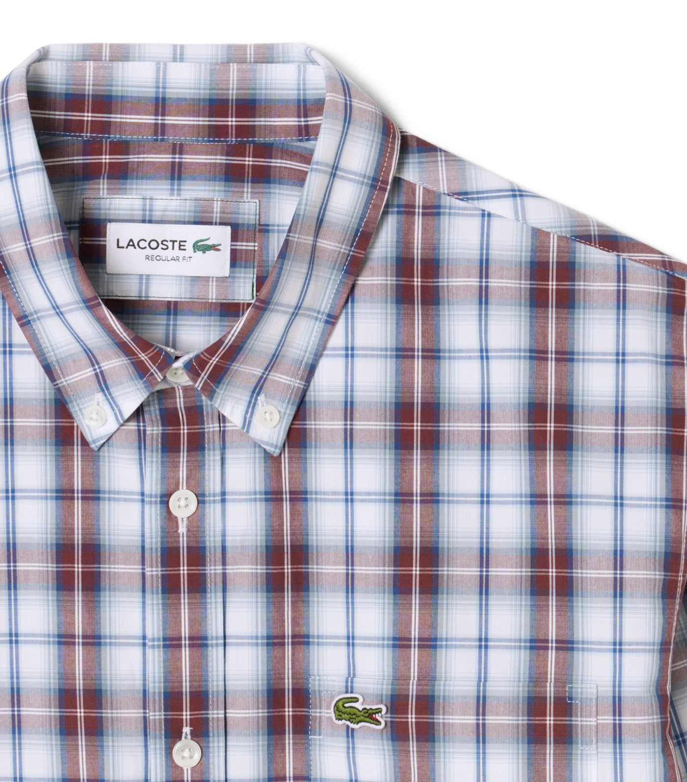 Regular Fit Poplin Plaid Shirt White/Bordeaux