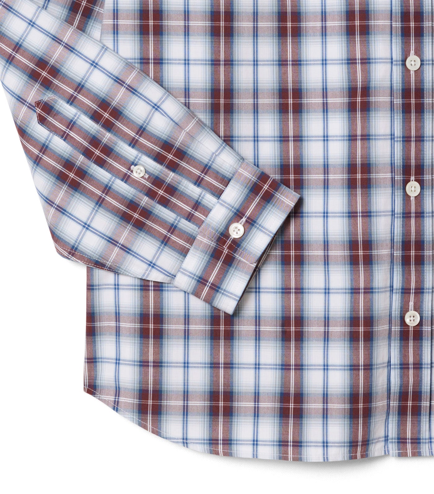 Regular Fit Poplin Plaid Shirt White/Bordeaux