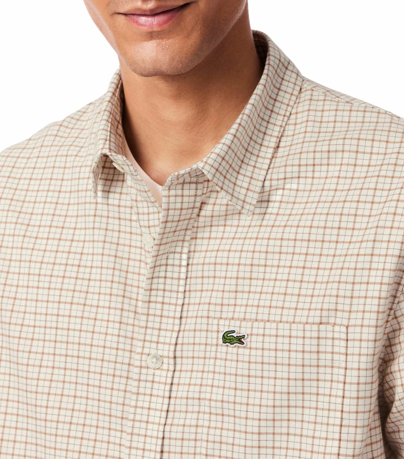 Lacoste Regular Fit Plaid Flannel Shirt Lapland/Date Brown