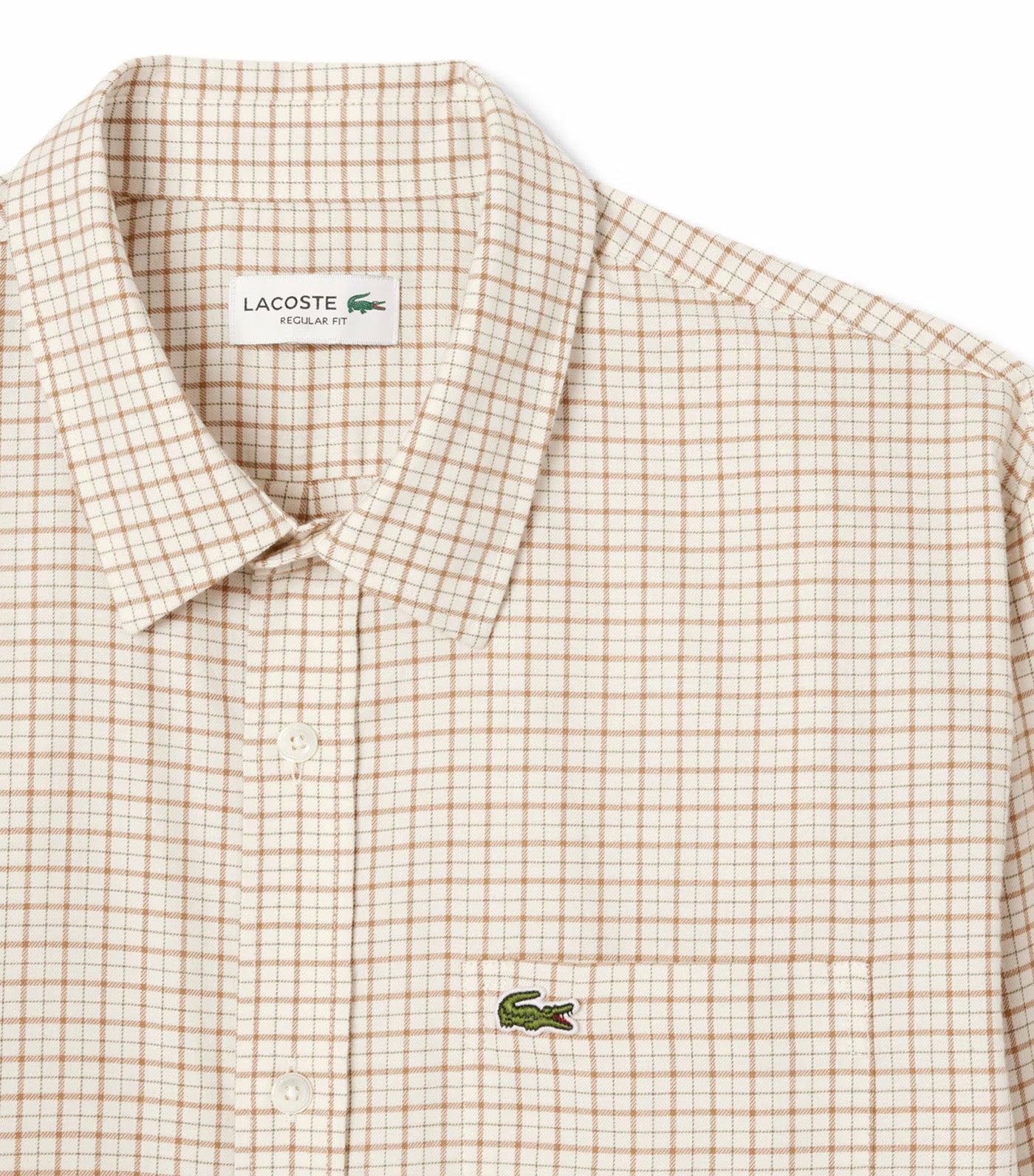 Lacoste Regular Fit Plaid Flannel Shirt Lapland/Date Brown