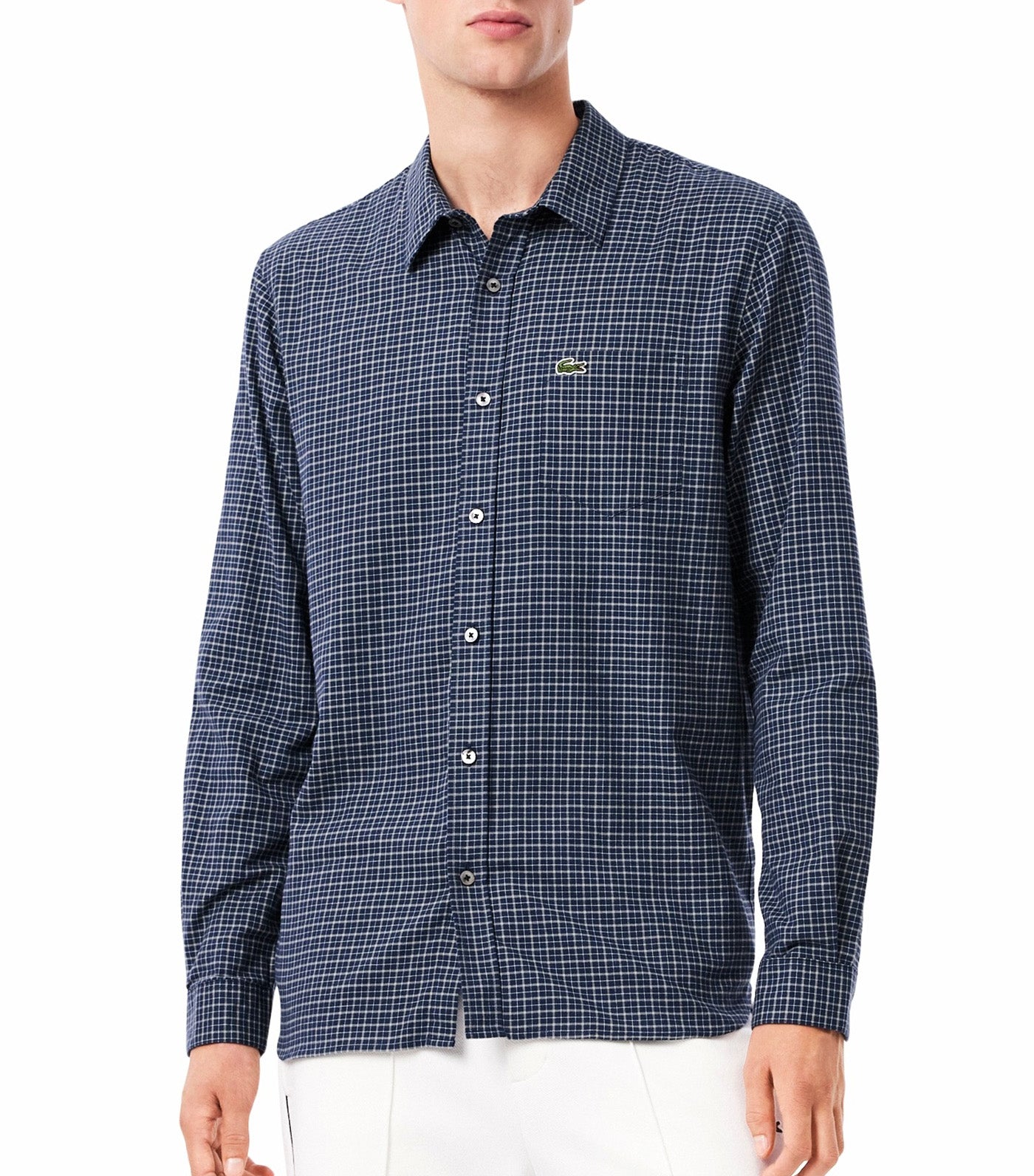Lacoste Regular Fit Plaid Flannel Shirt Navy Blue/Flour