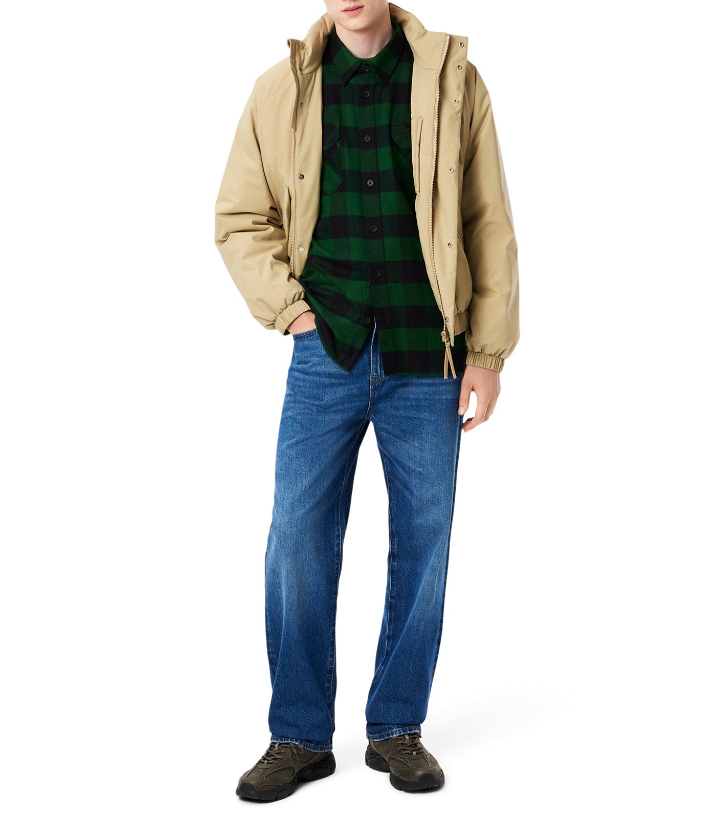 Oversized Cotton Plaid Overshirt Green/Black