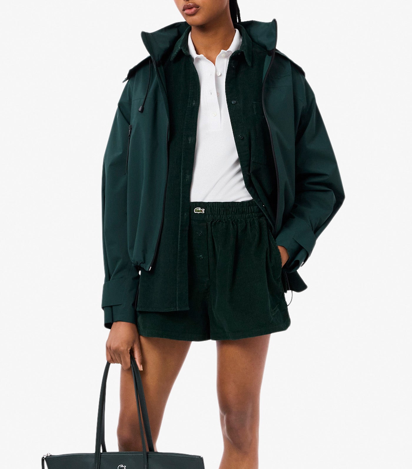 L.12.D Slim Fit Trim Detail Polo Shirt White/Navy Blue/Green