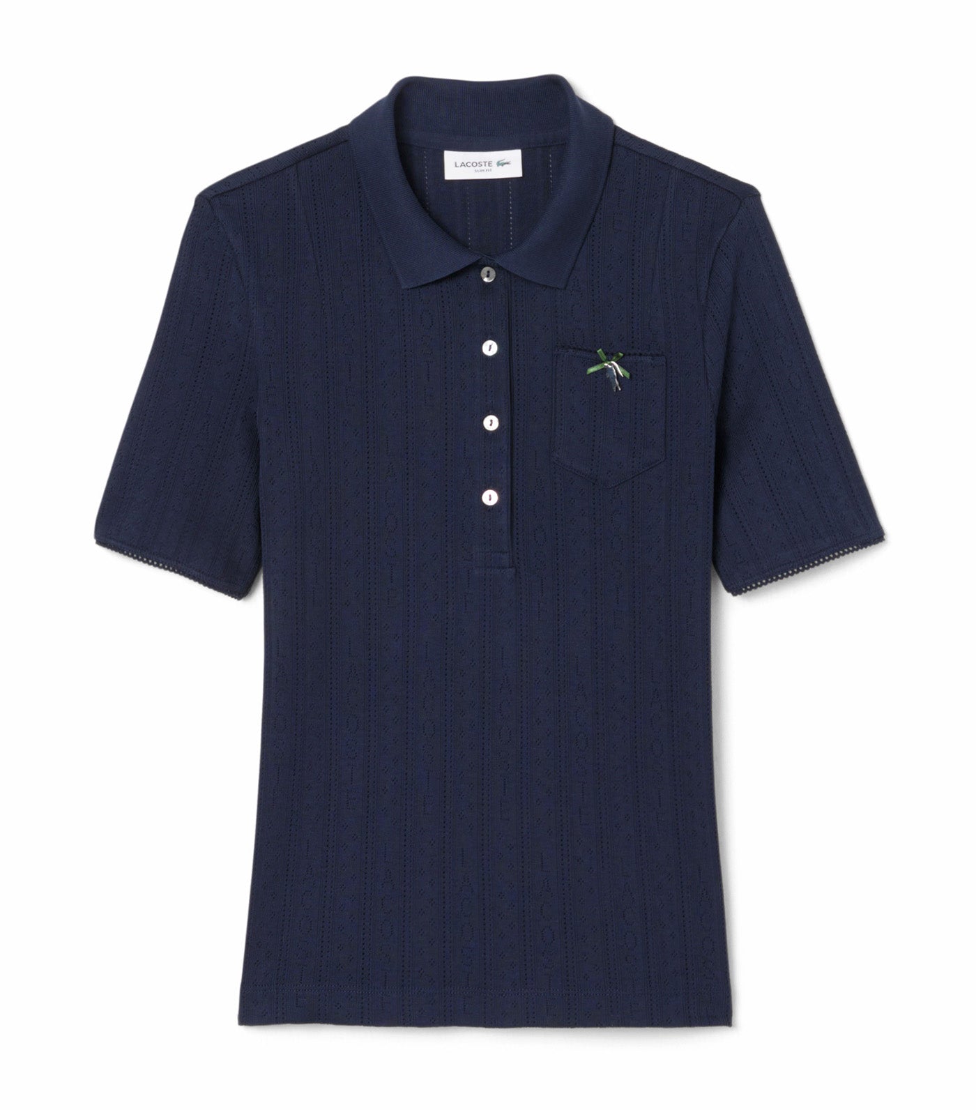 Lacoste Slim Fit Pointelle Branded L.12.D Polo Shirt Navy Blue