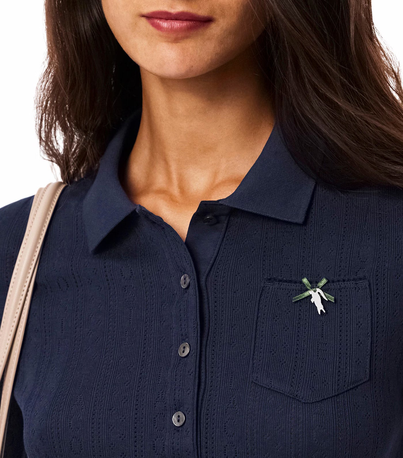 Lacoste Slim Fit Pointelle Branded L.12.D Polo Shirt Navy Blue