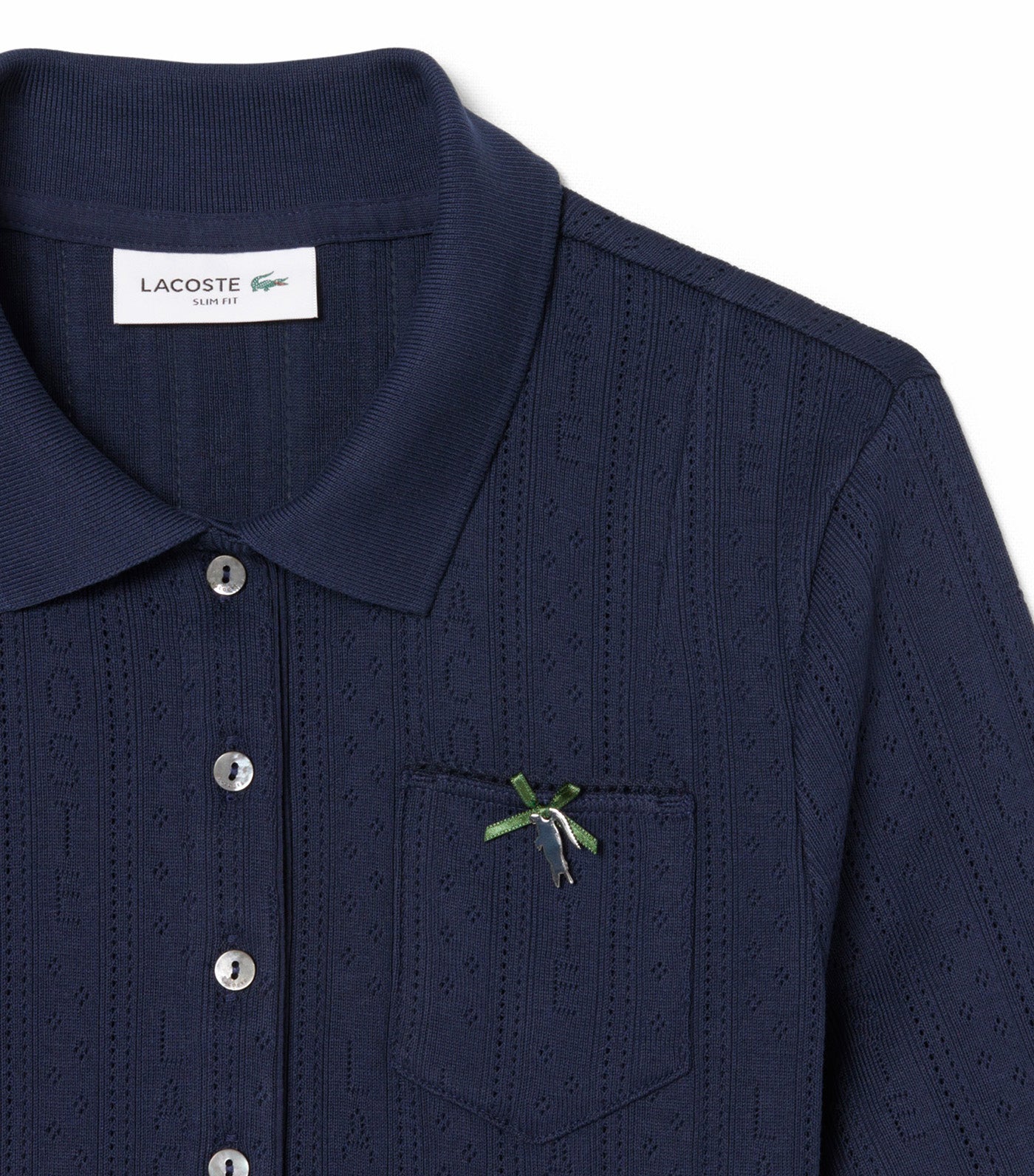 Lacoste Slim Fit Pointelle Branded L.12.D Polo Shirt Navy Blue