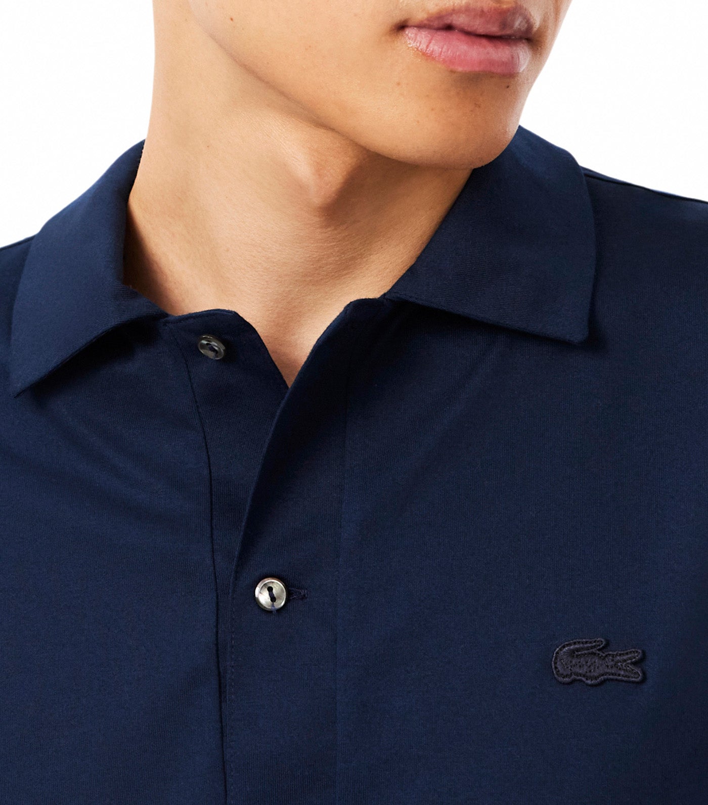 Lacoste Paris Classic Fit Open Neck Embroidered Polo Shirt Navy Blue
