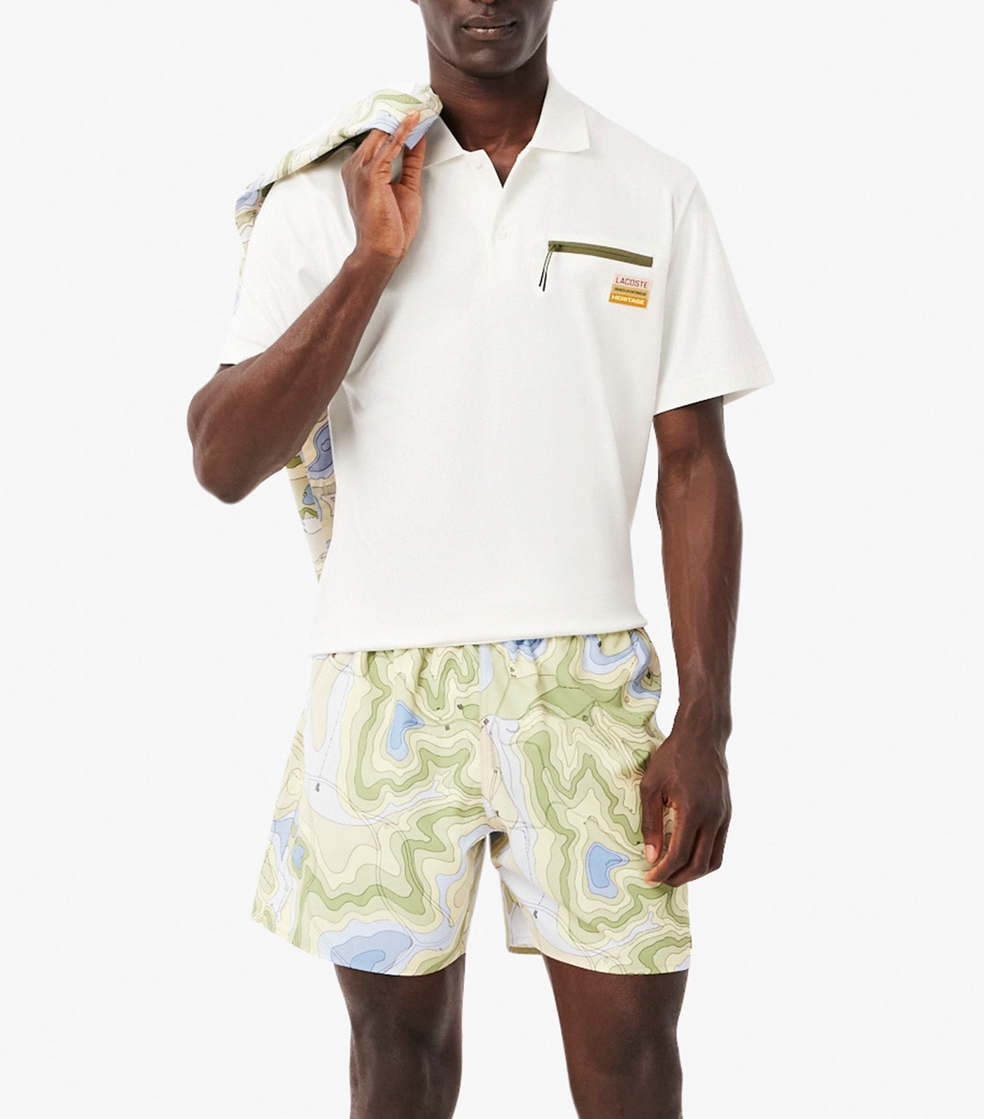 Classic Fit Zipped Pocket Interlock Polo Shirt Flour