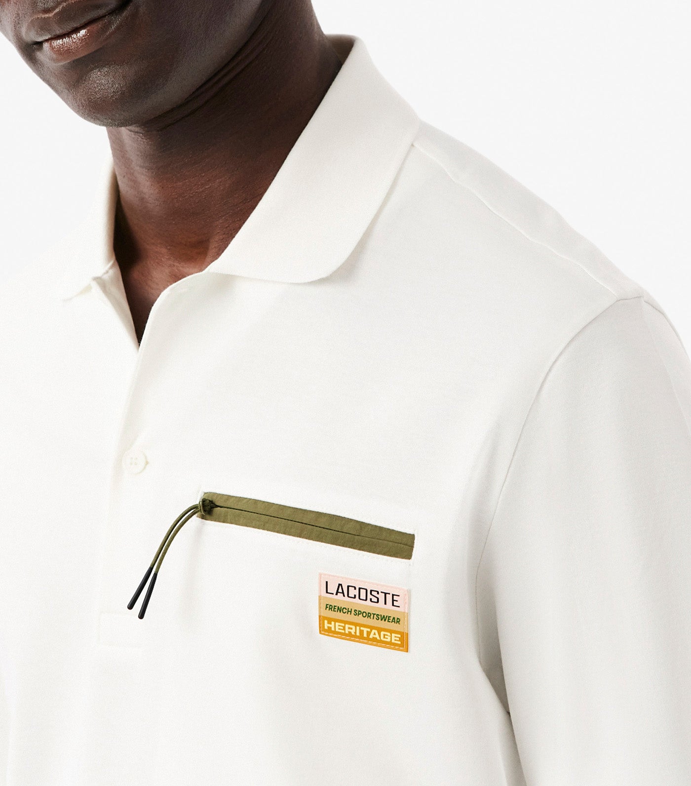 Classic Fit Zipped Pocket Interlock Polo Shirt Flour