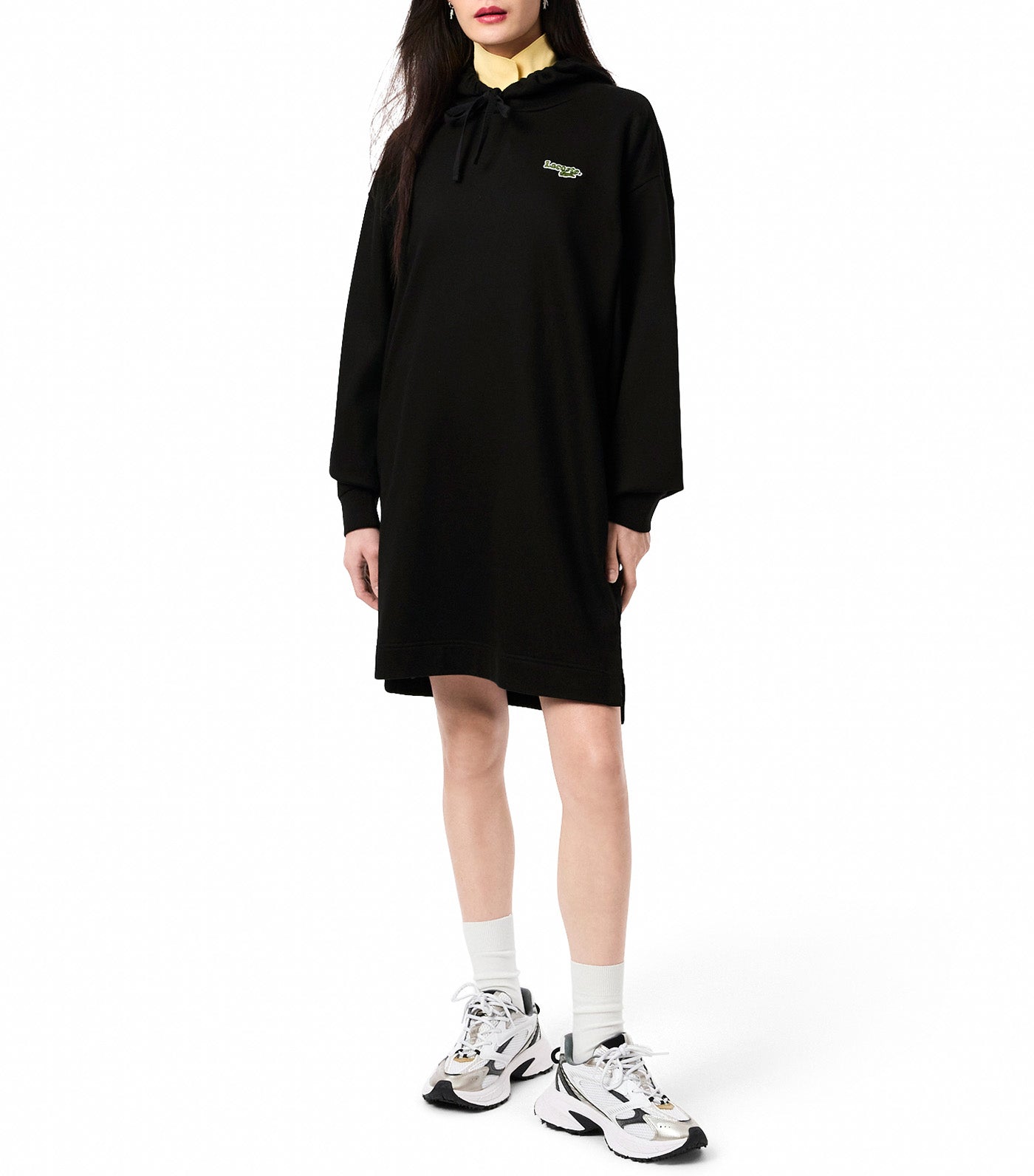 Lacoste Oversized Fleece Sweatshirt Dress Black