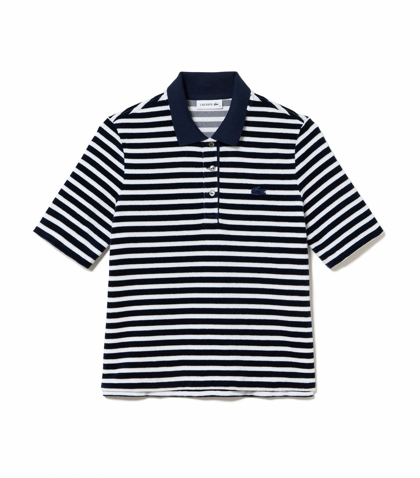 Striped Velvet Polo Shirt Navy Blue