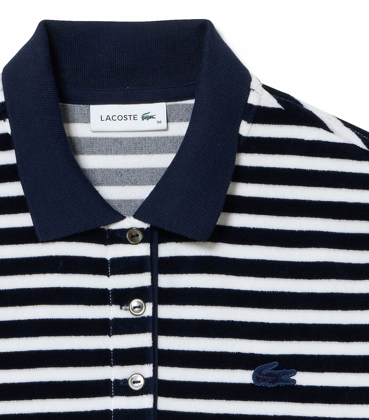 Striped Velvet Polo Shirt Navy Blue