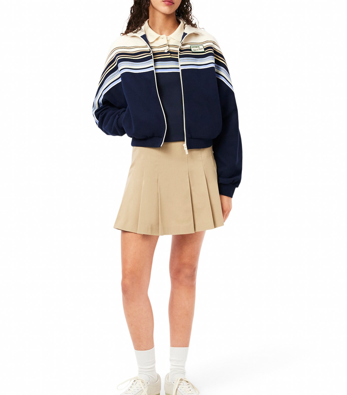 Lacoste French Made Slim Fit Striped Polo Shirt Navy Blue/Lapland