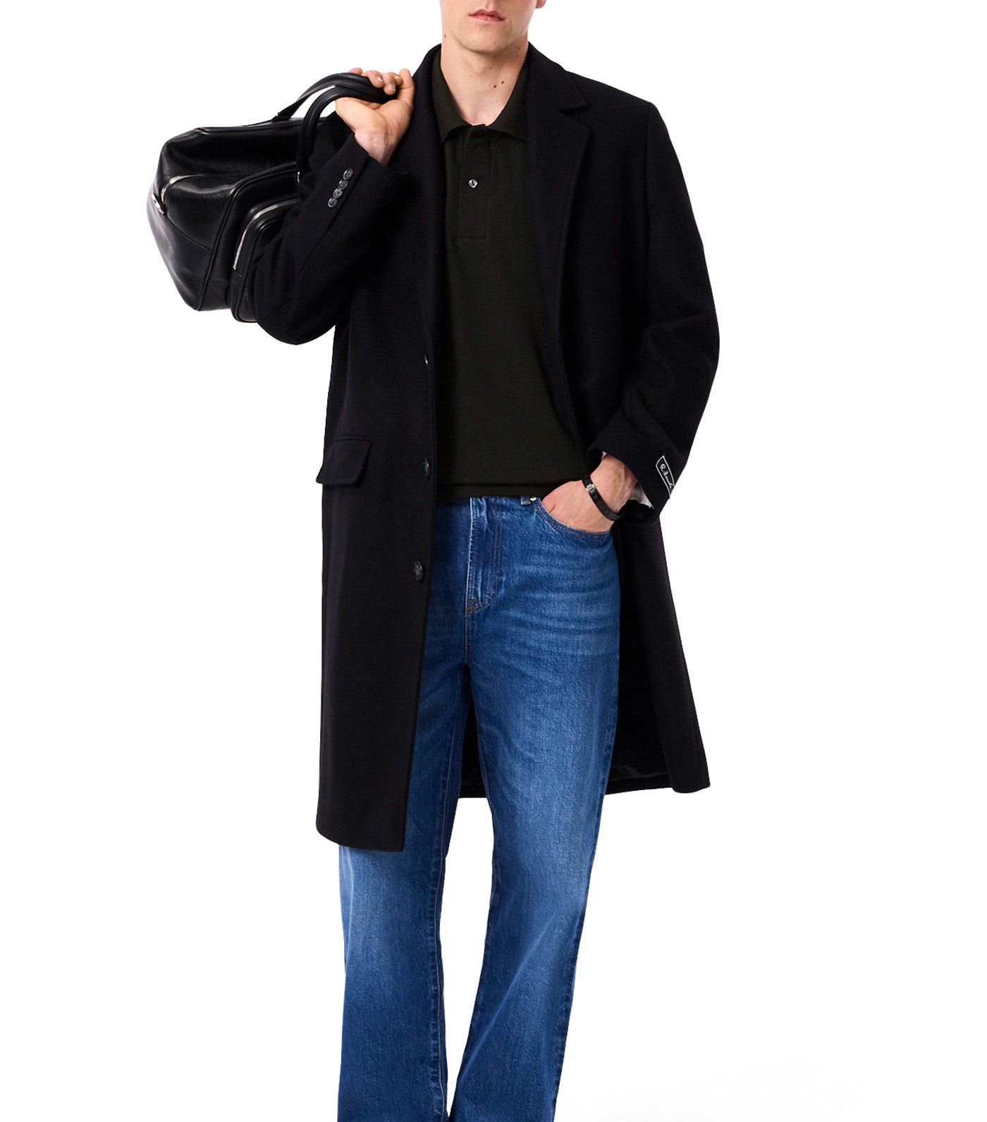 Classic Fit Diamanté Crocodile Piqué Polo Shirt Black