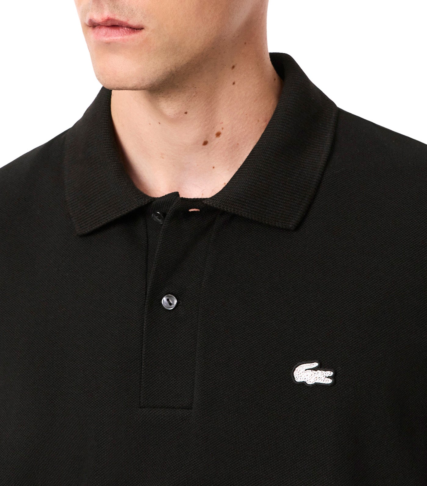 Classic Fit Diamanté Crocodile Piqué Polo Shirt Black