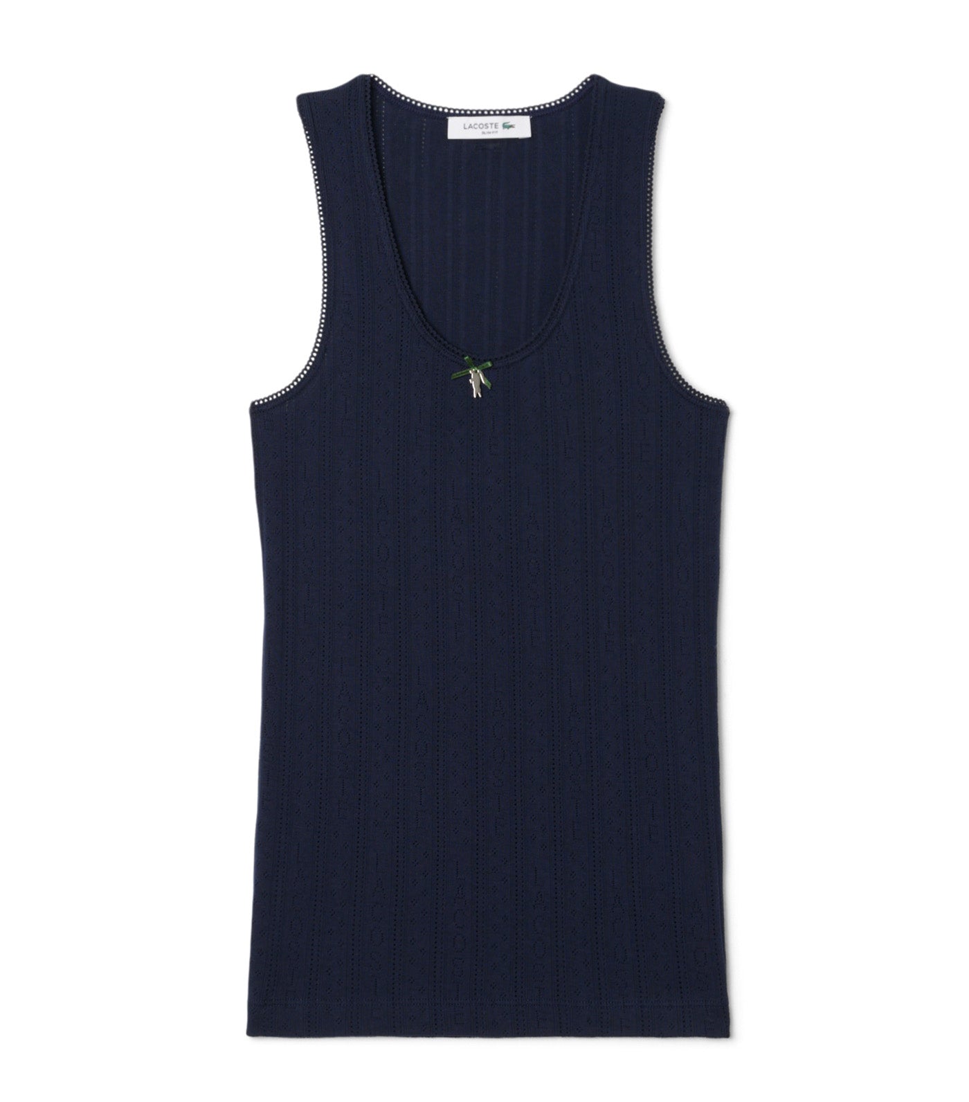 Lacoste Slim Fit Pointelle Knit Cotton Tank Top Navy Blue