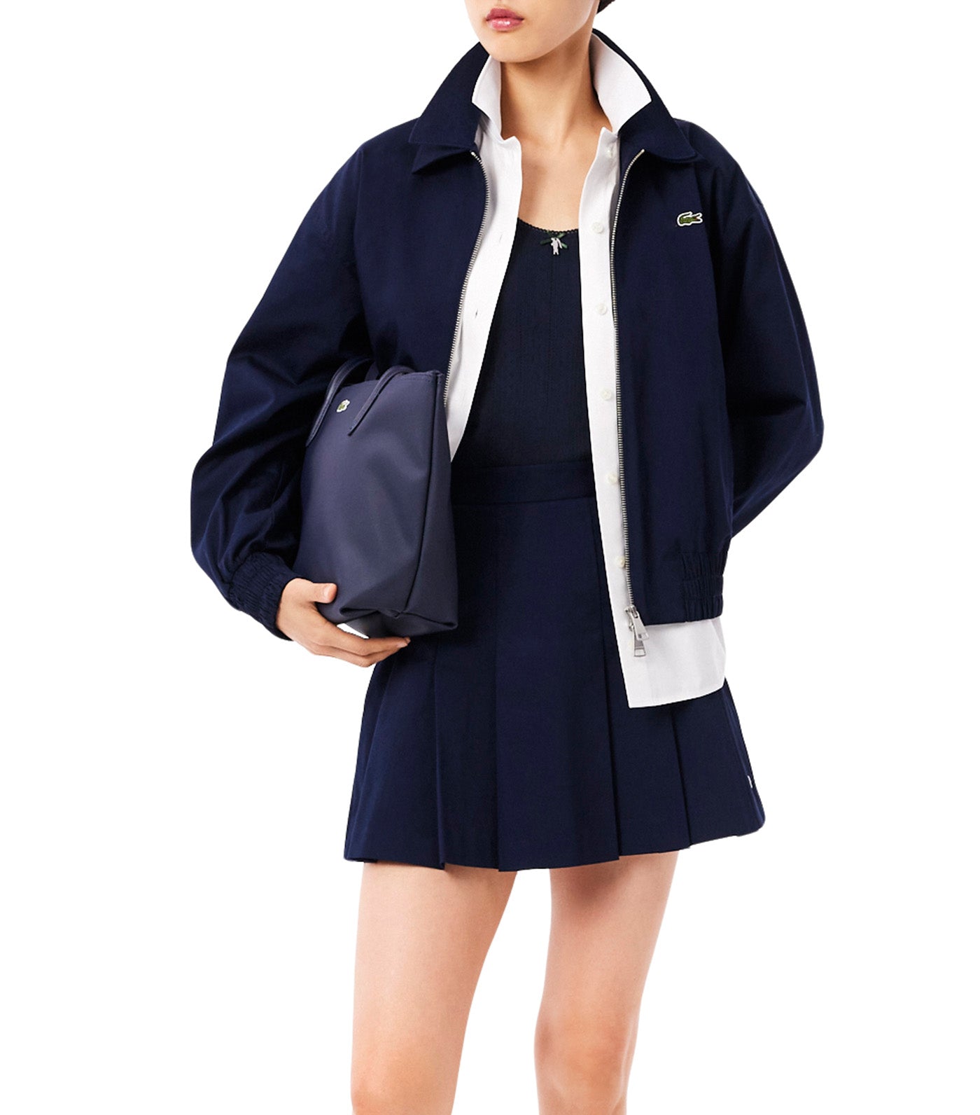 Lacoste Slim Fit Pointelle Knit Cotton Tank Top Navy Blue