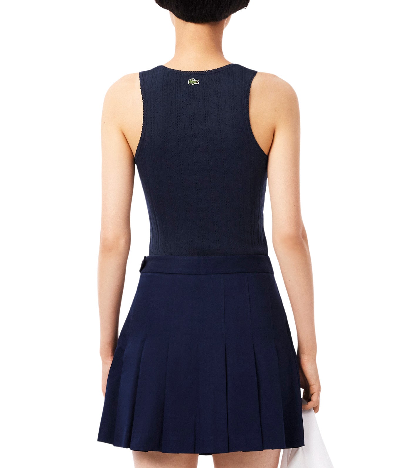 Lacoste Slim Fit Pointelle Knit Cotton Tank Top Navy Blue