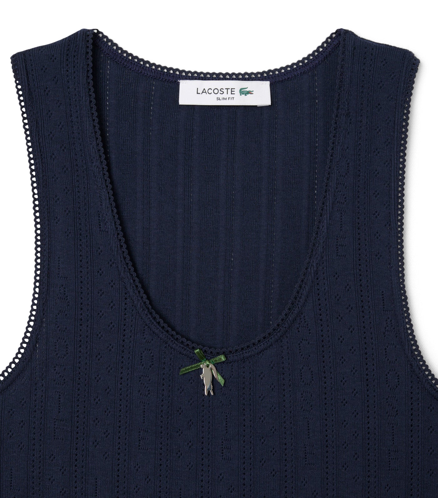 Lacoste Slim Fit Pointelle Knit Cotton Tank Top Navy Blue