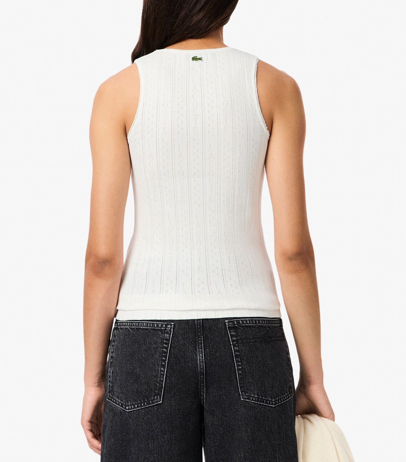 Lacoste Slim Fit Pointelle Knit Cotton Tank Top Flour