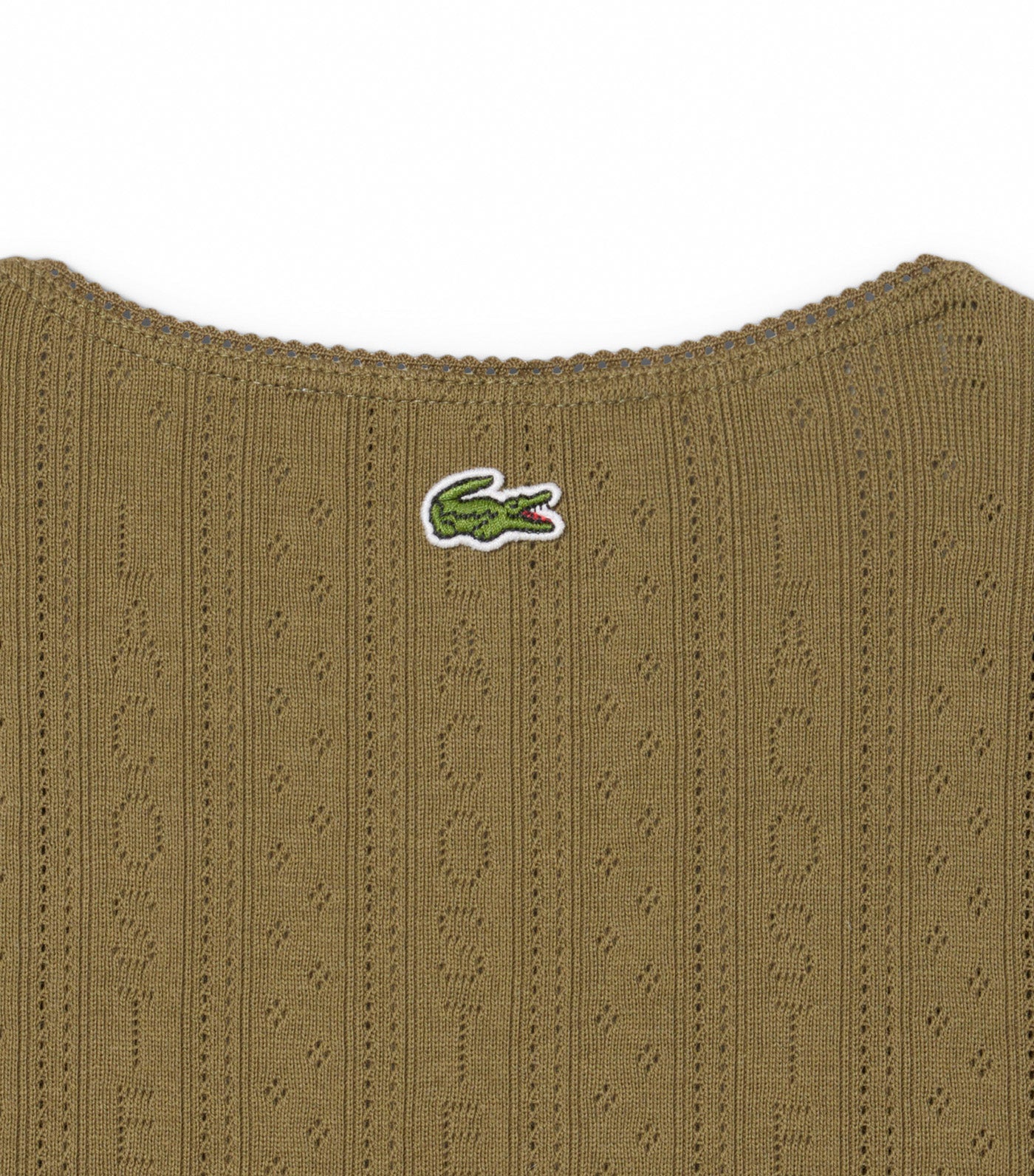 Slim Fit Pointelle Knit Cotton Tank Top Olive