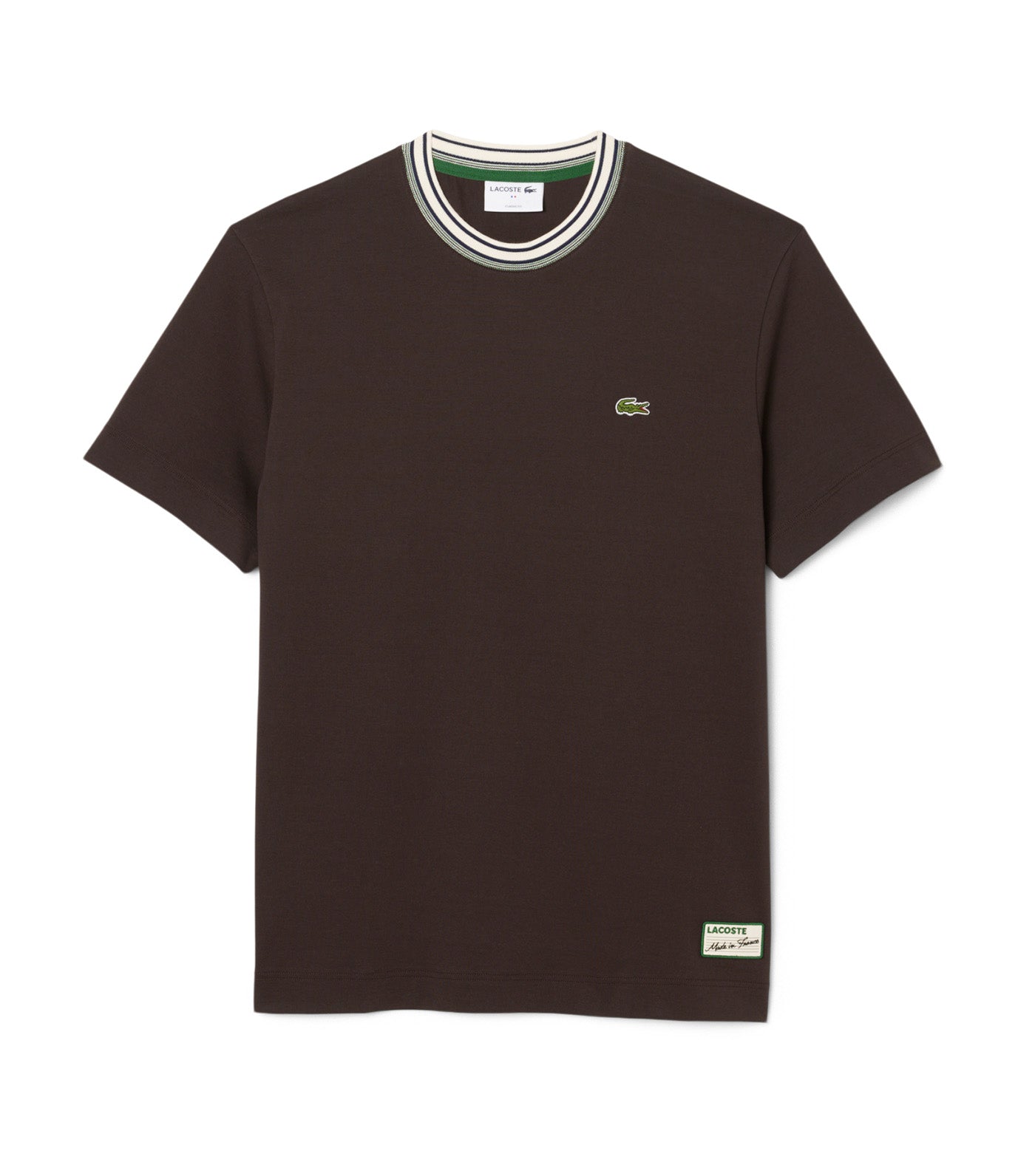 Lacoste French Made Stripe Neck T-Shirt Port