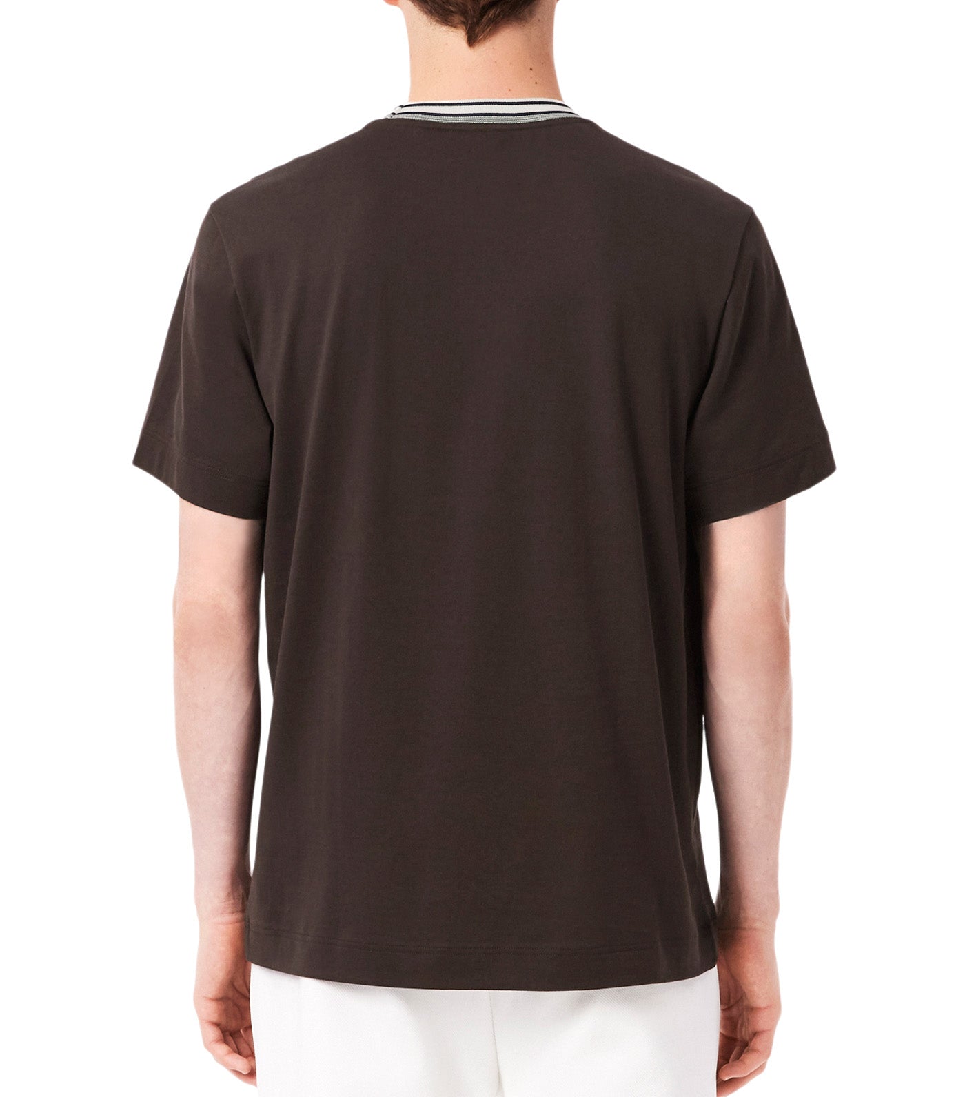 Lacoste French Made Stripe Neck T-Shirt Port