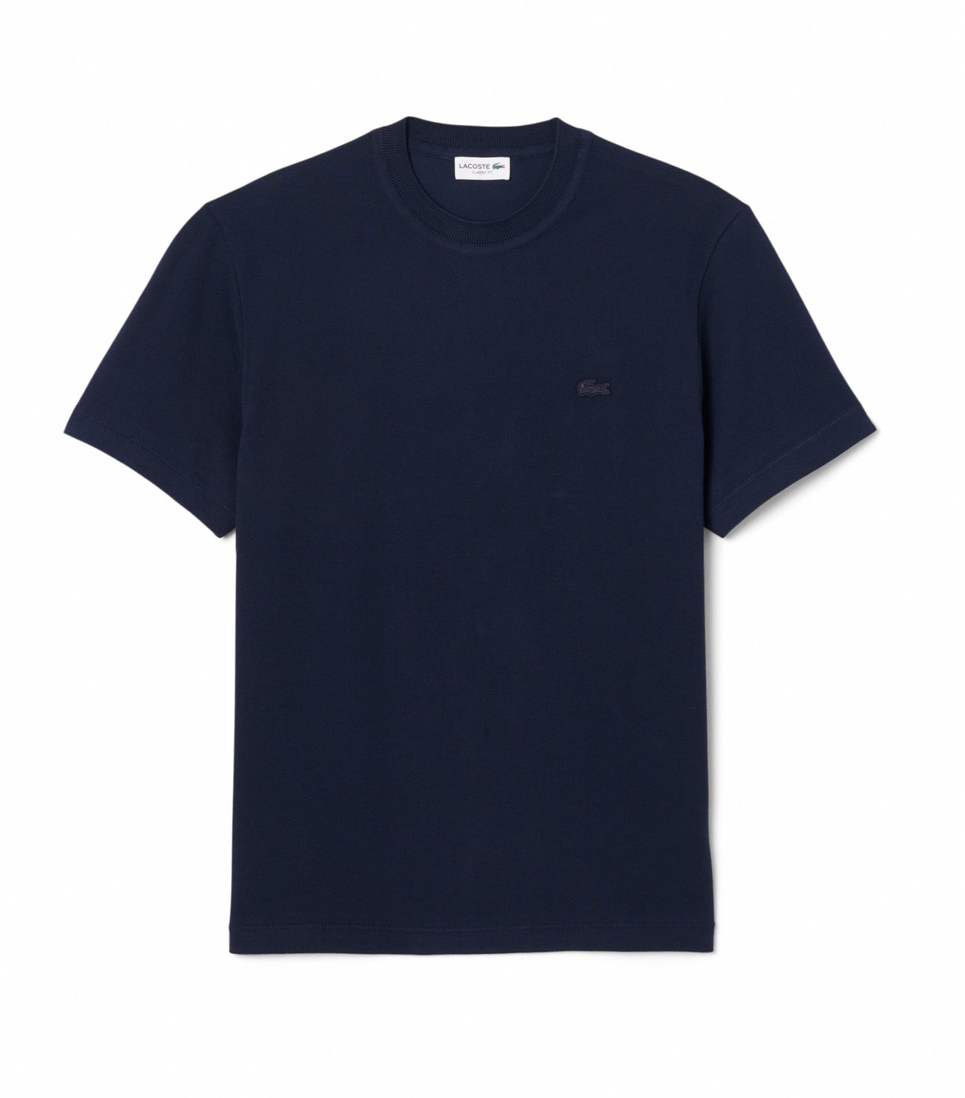 Lacoste Ribbed Neck Petit Piqué T-Shirt Navy Blue