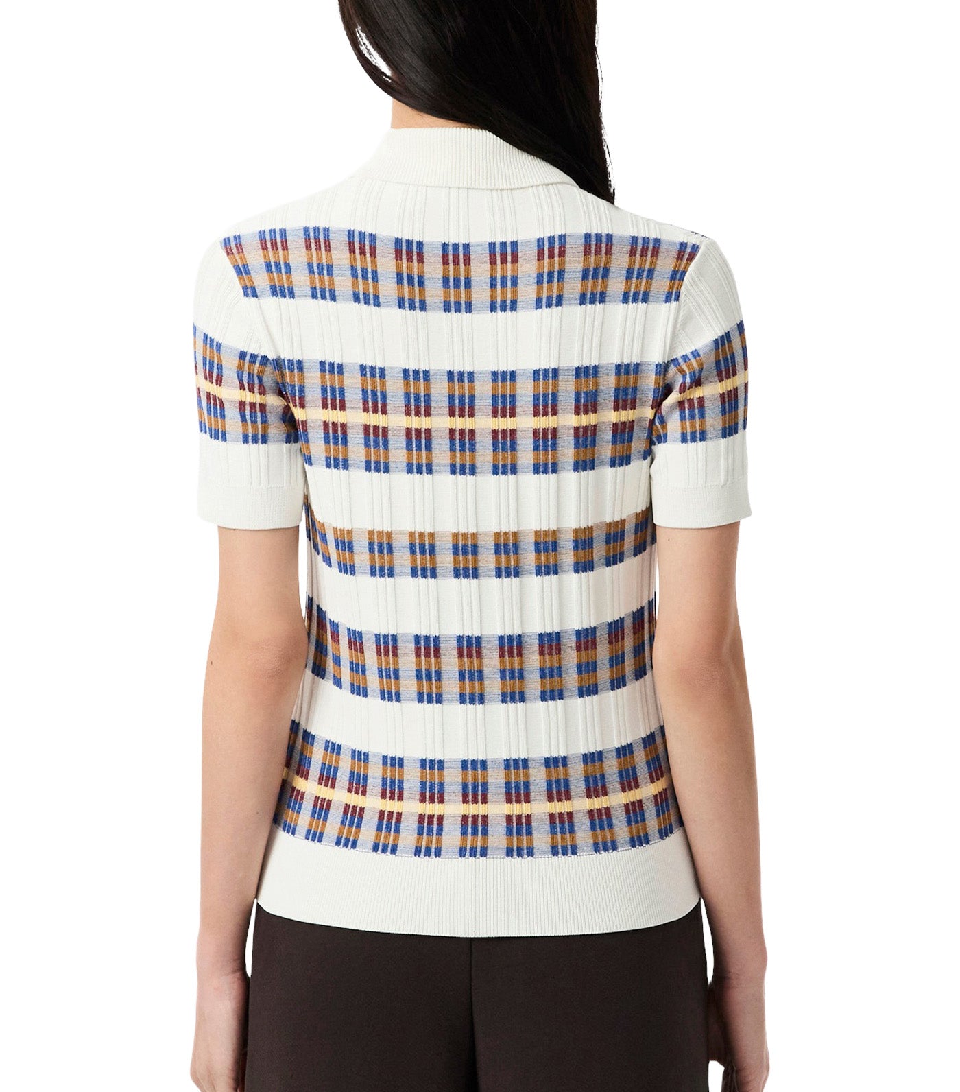 Lacoste Ribbed Knit Polo Collar Sweater Flour/Sesame/Enzian/Briqu