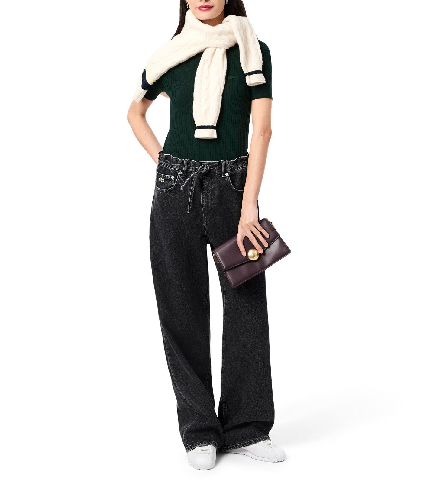 Short Sleeved Merino Wool Rib Knit Sweater Sinople
