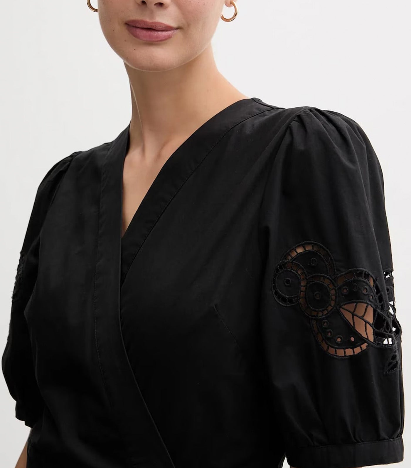 Tiered Poplin Dress Black