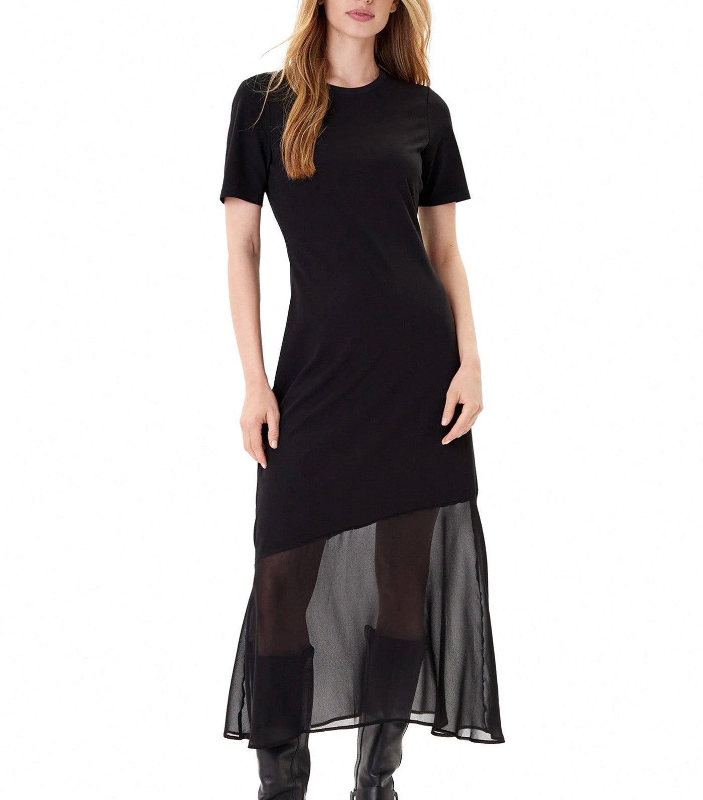 Mix Media Knit Women Dress Black