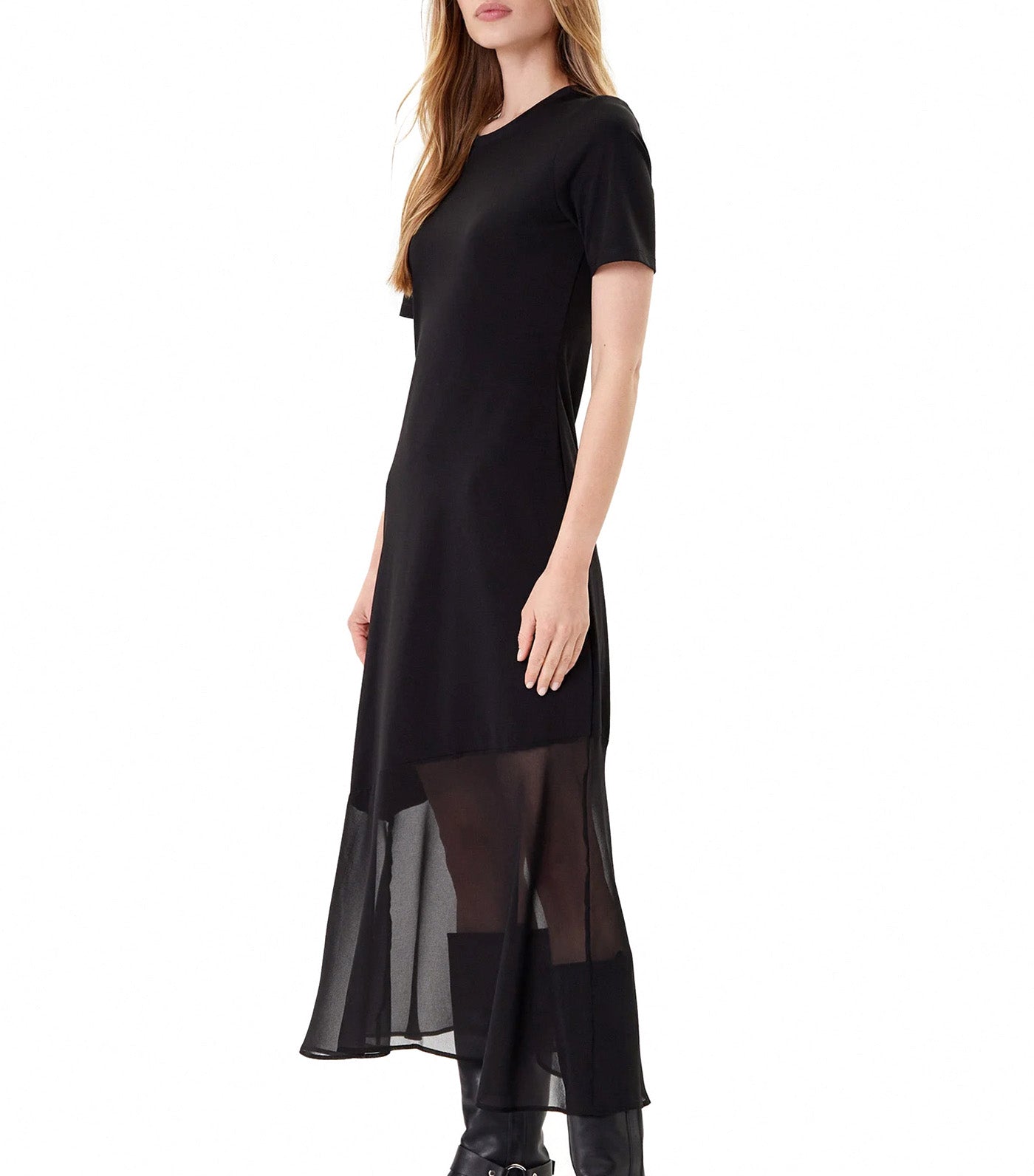 Mix Media Knit Women Dress Black