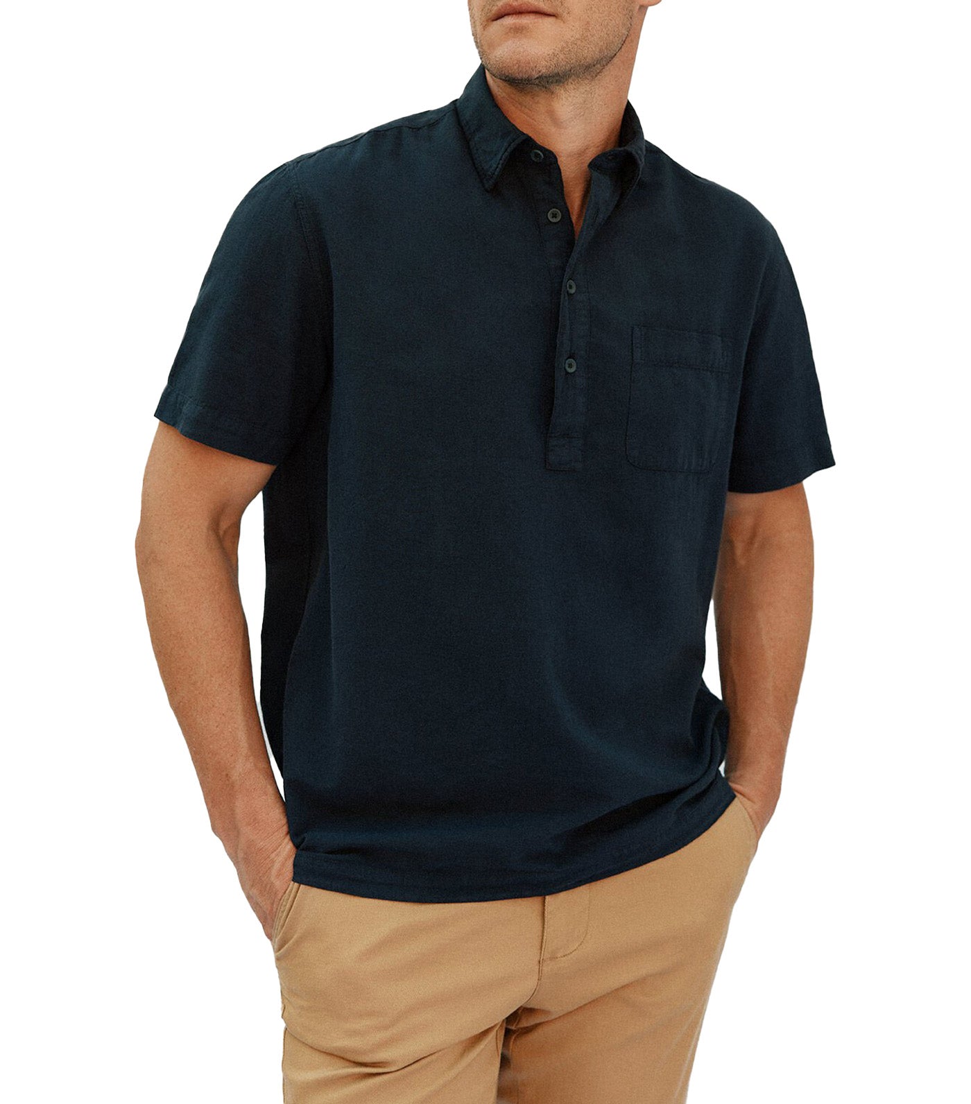 Plain Cotton Linen Short Sleeve Shirt