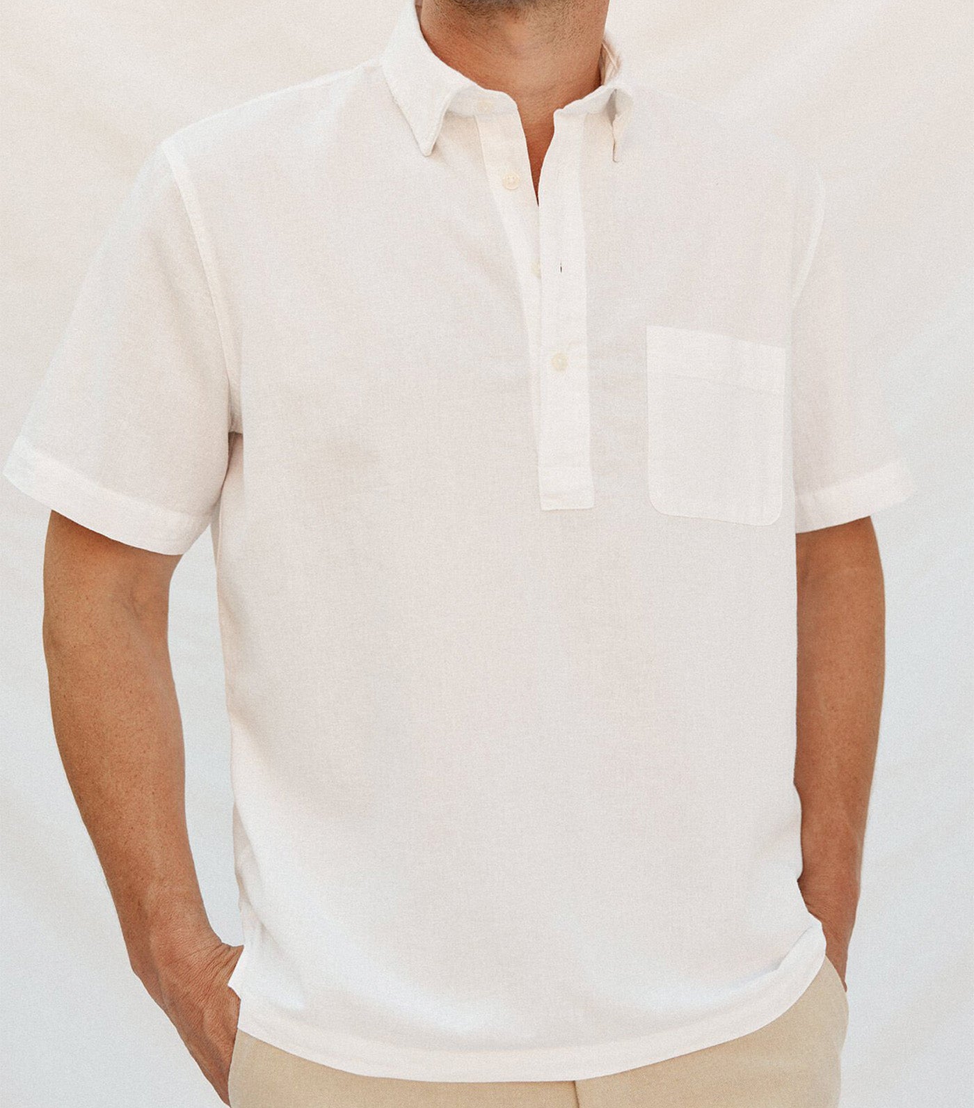 Plain Cotton Linen Short Sleeve Shirt