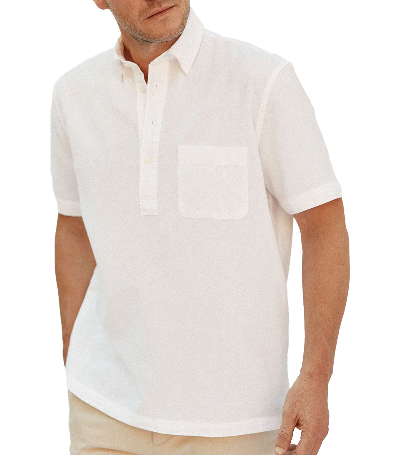 Plain Cotton Linen Short Sleeve Shirt