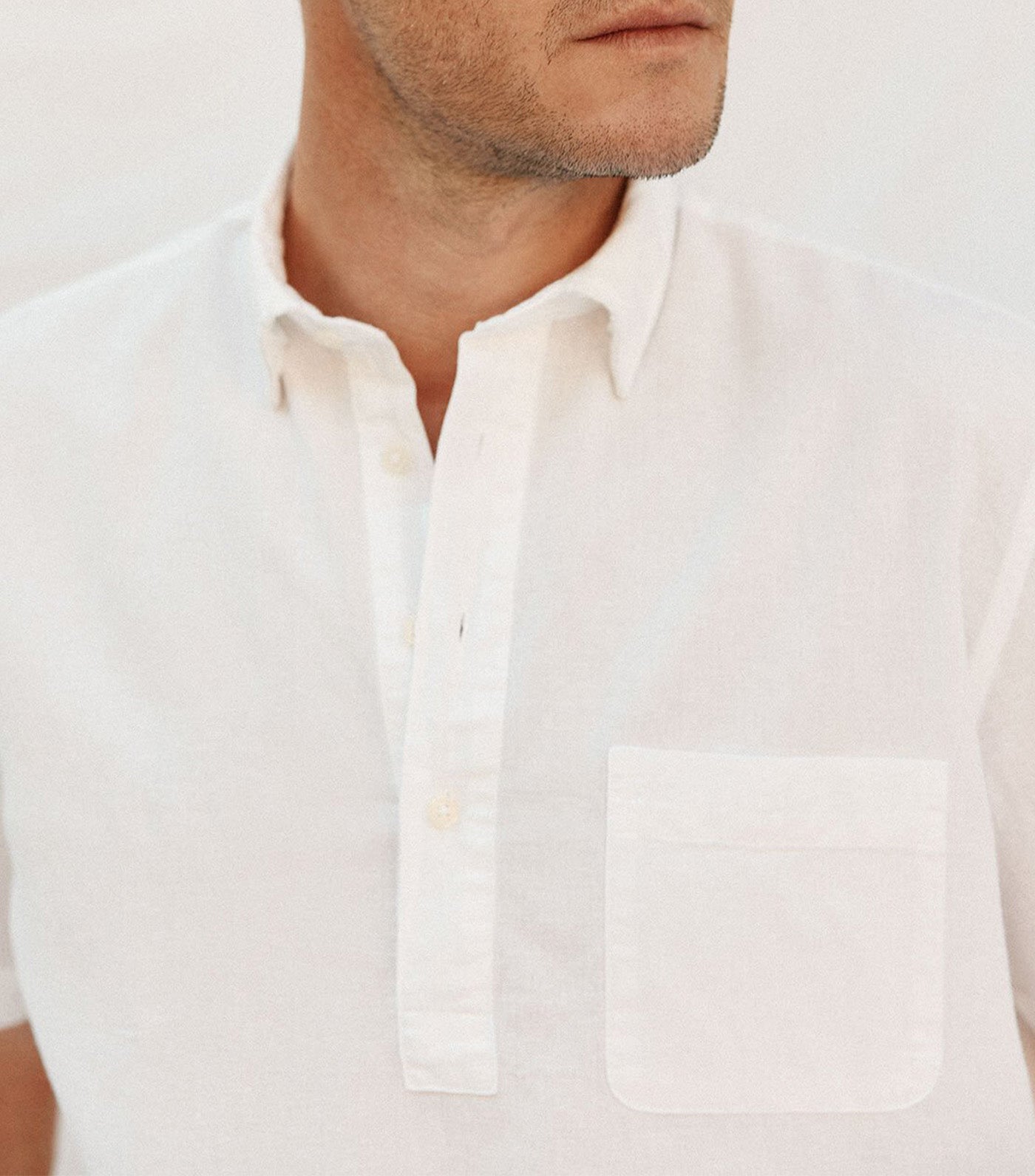 Plain Cotton Linen Short Sleeve Shirt