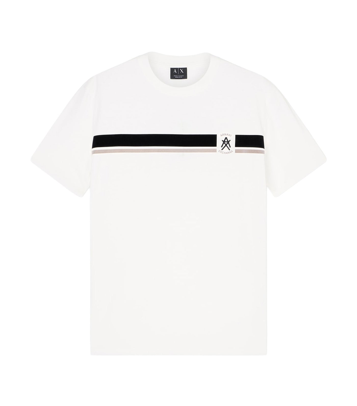 Regular Fit T-Shirt with Contrasting Band and Logo Off White