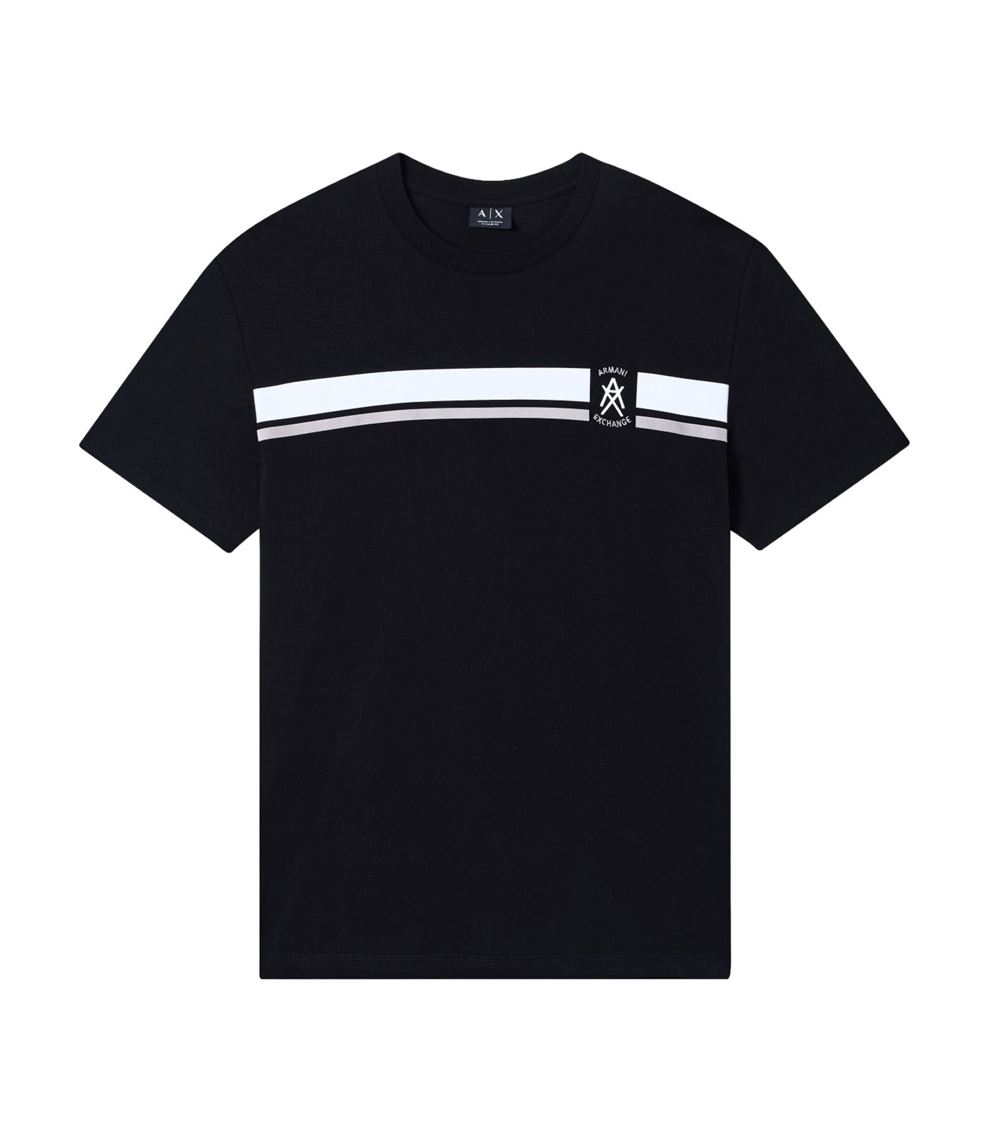 Regular Fit T-Shirt with Contrasting Band and Logo Black