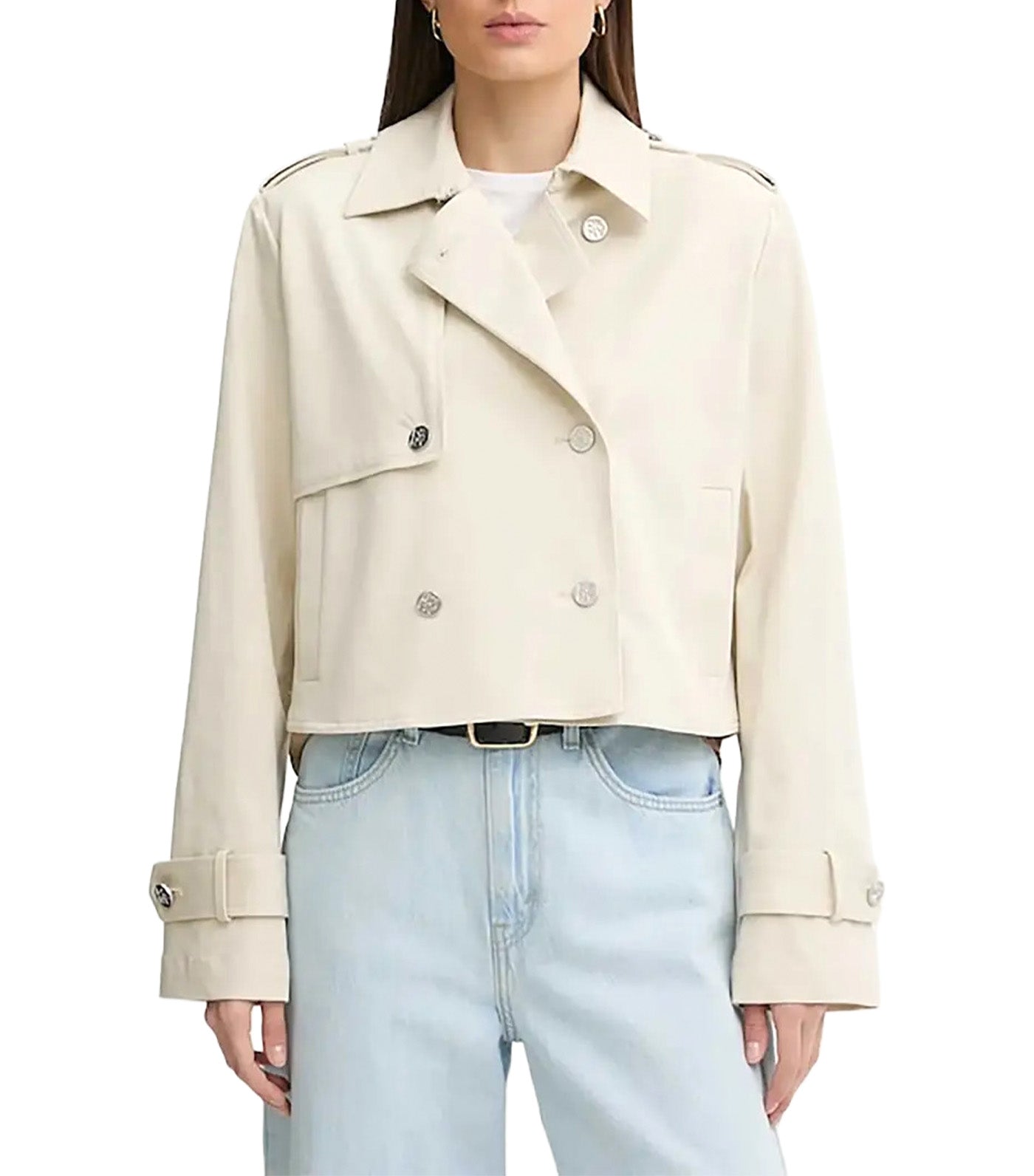 Cropped Trench Coat Ecru