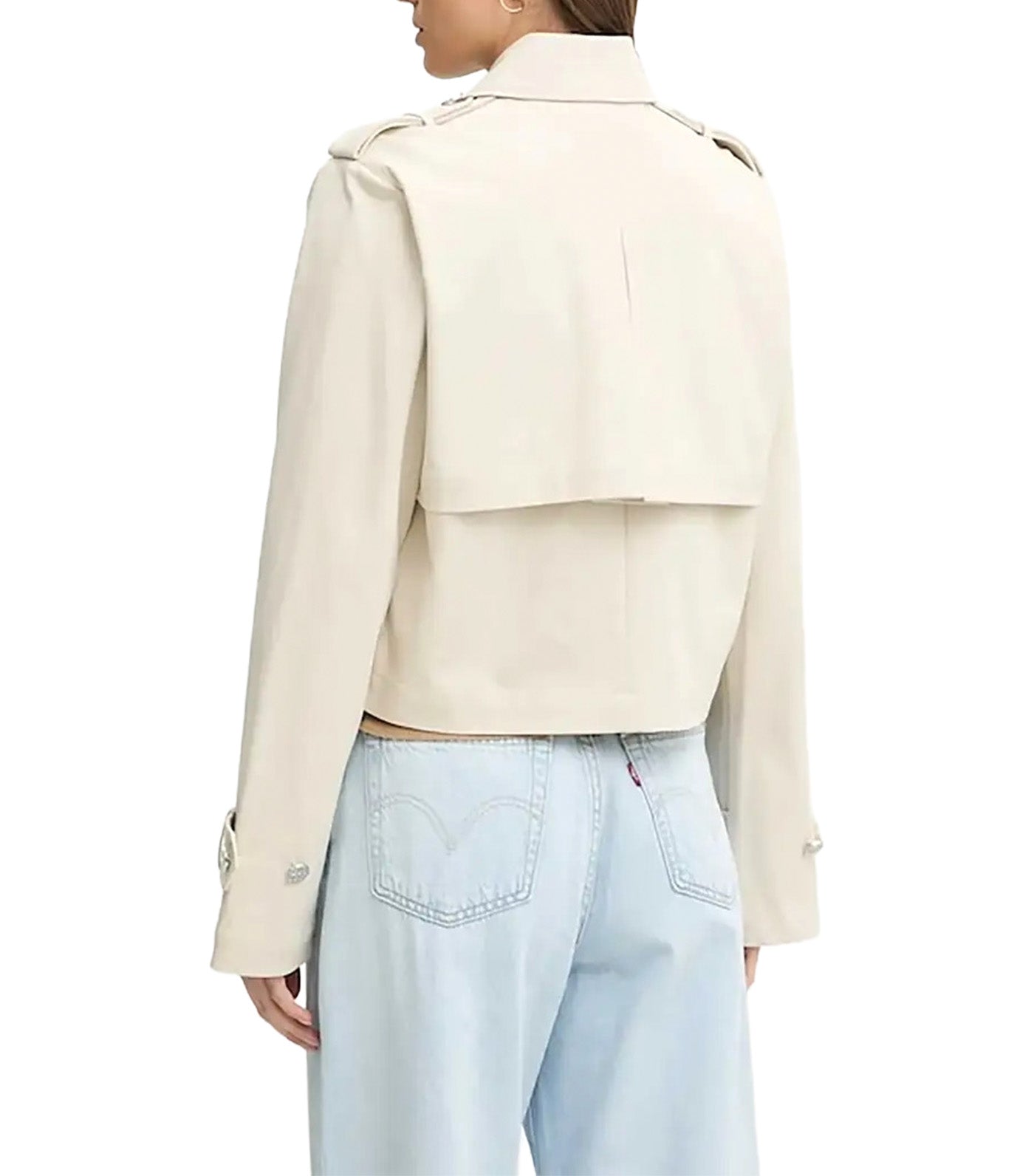 Cropped Trench Coat Ecru
