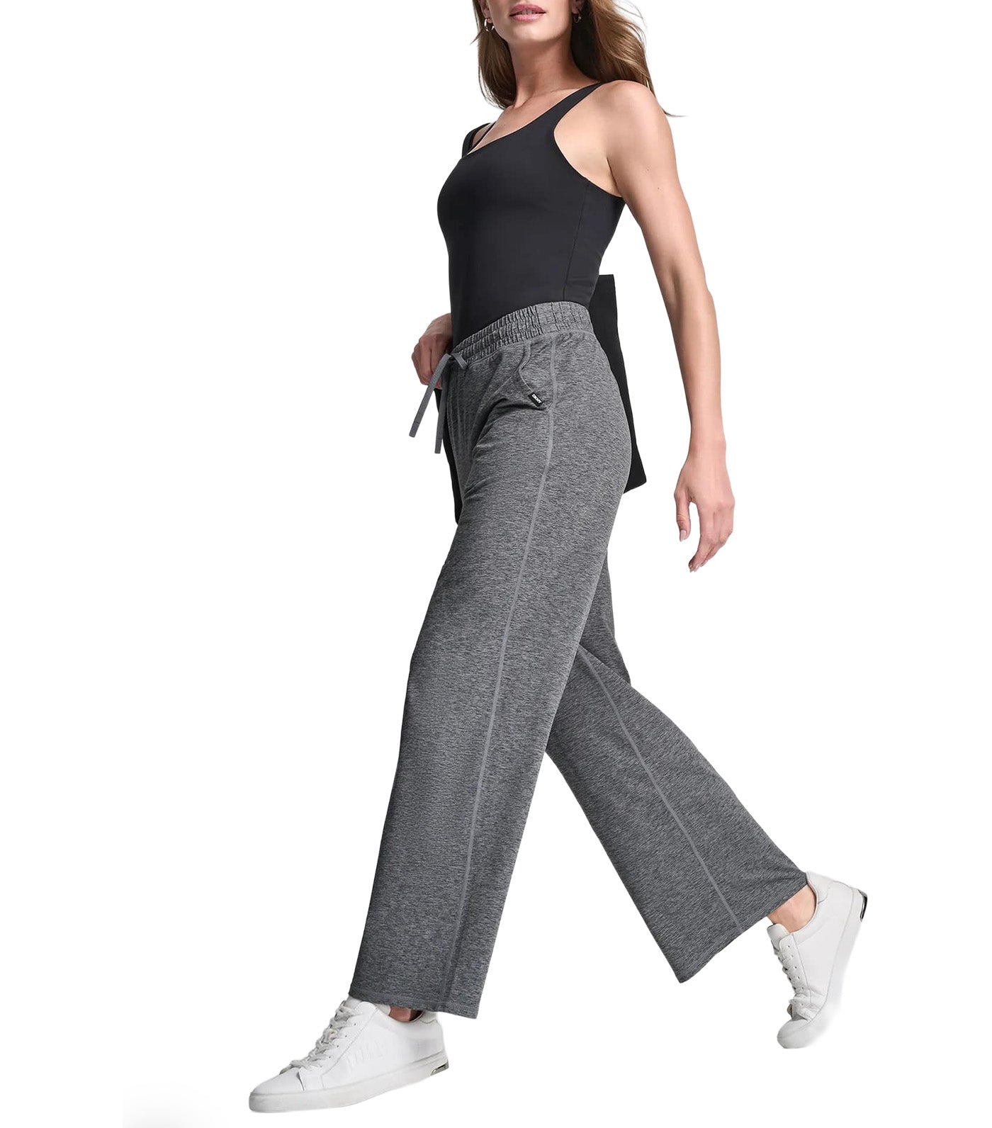 Spacedye Mid Rise Open Leg Pant with Pockets Gray
