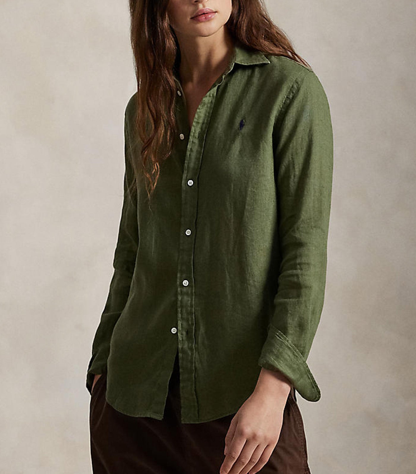 Women's Classic Fit Linen Shirt Green