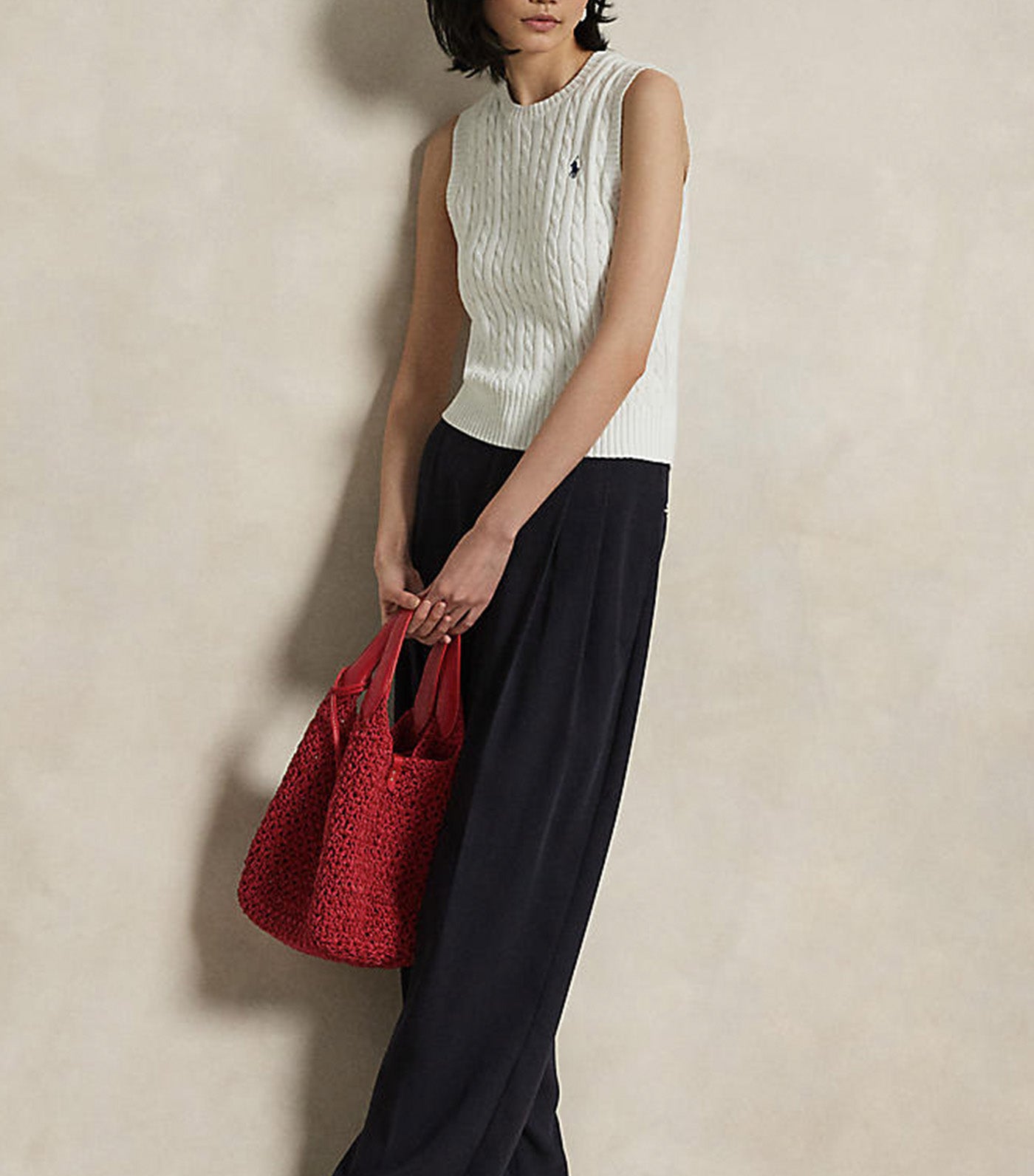 Women's Cable-Knit Cotton Sweater Vest