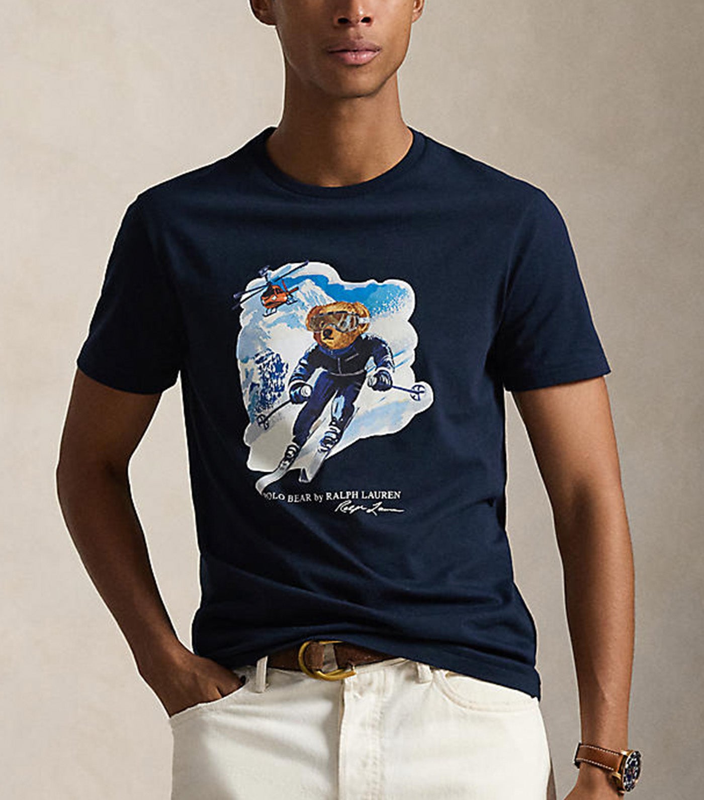 Men's Custom Slim Fit Polo Bear T-Shirt Blue