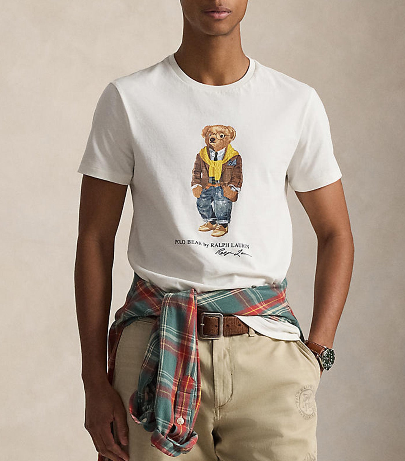 Men's Custom Slim Fit Polo Bear Jersey T-Shirt White