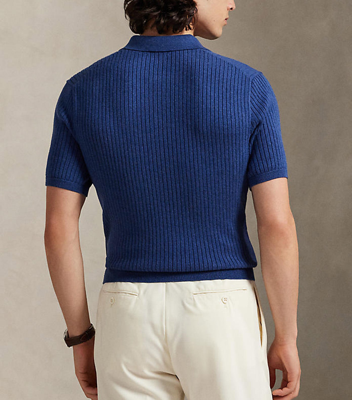 Men's Rib-Knit Cotton Johnny-Collar Sweater