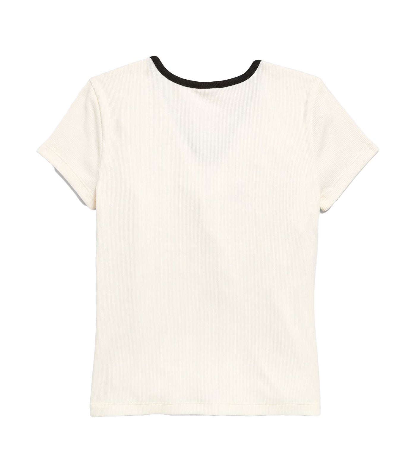 Fitted Short-Sleeve Ribbed Bow Top for Girls